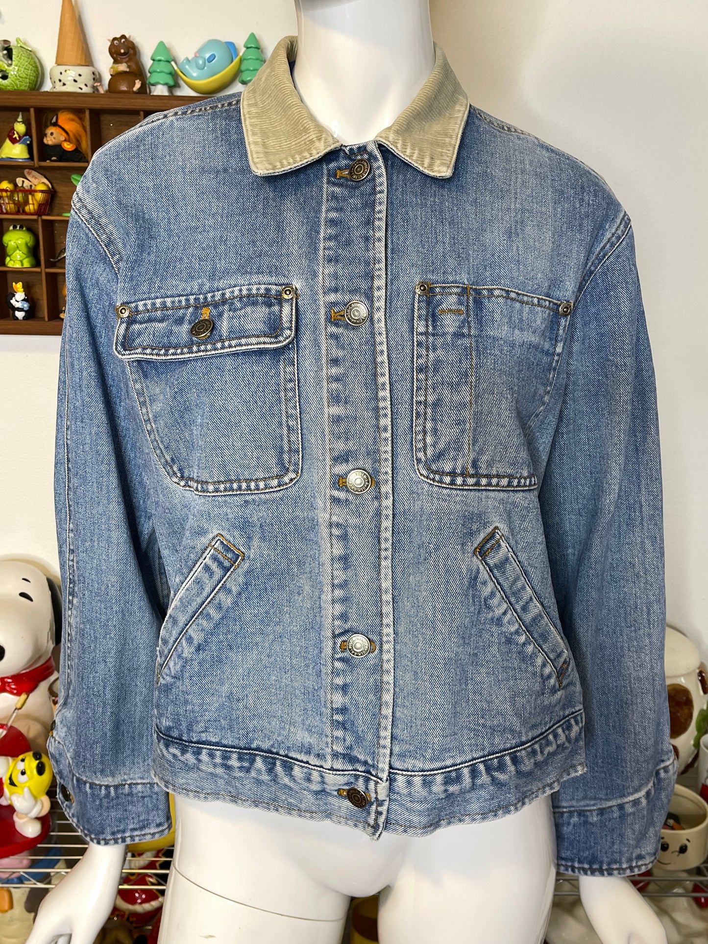 90s Ralph Lauren denim & corduroy collar jacket sz S/P