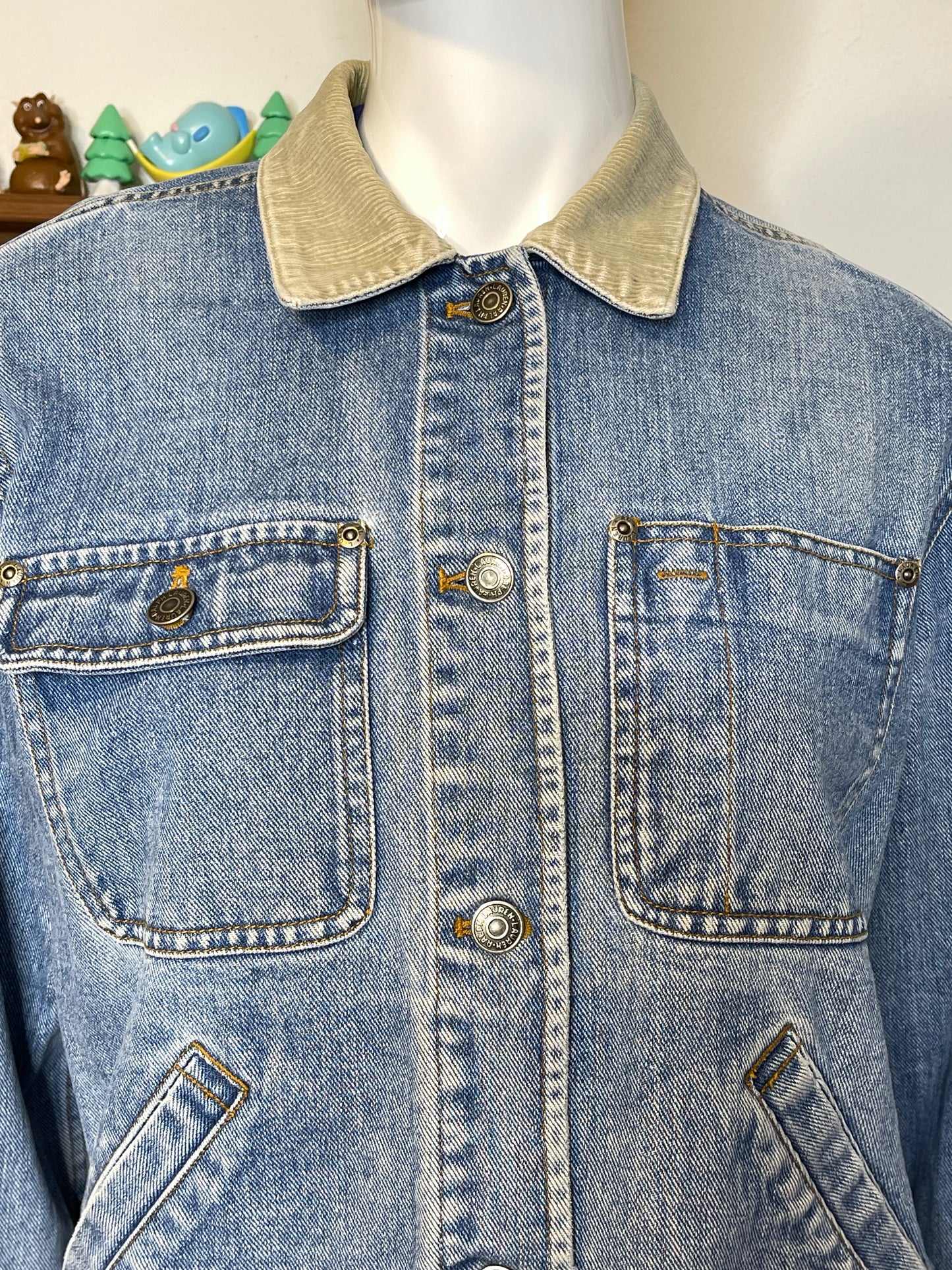 90s Ralph Lauren denim & corduroy collar jacket sz S/P