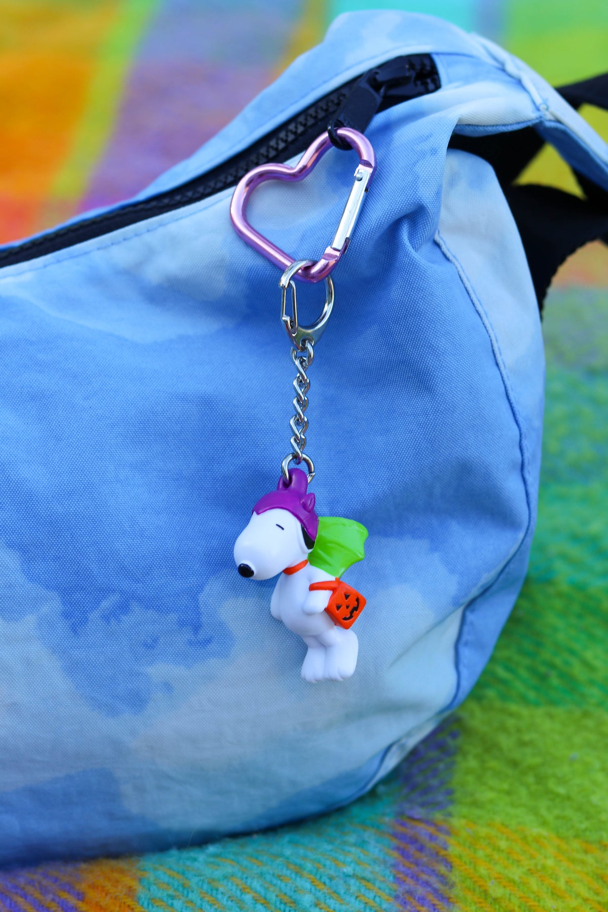 2000s Bat Snoopy Trick Or Treat Keychain + Case (B)