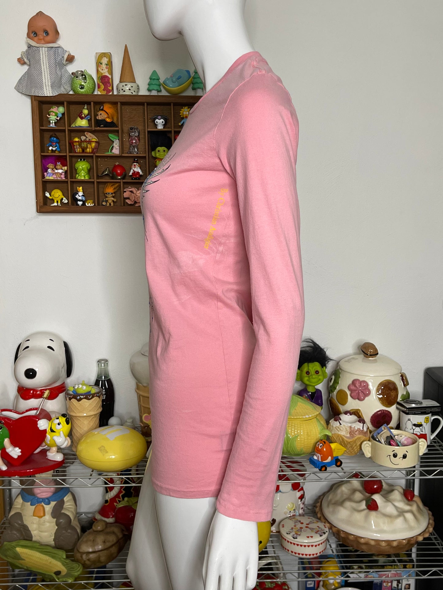 2000s Pink Ed Hardy Phoenix Bedazzled Long Sleeve Sz M