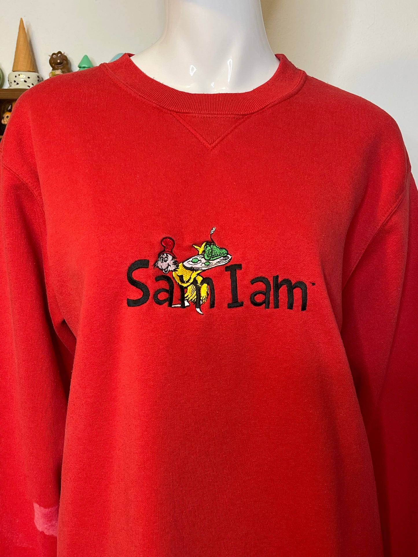 Vintage "Sam I am" Embroidered Crewneck Sweater Sz L