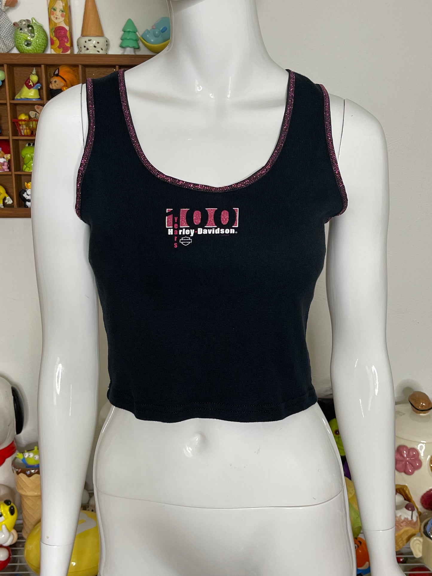 2000s 100 Years Harley Davidson Cropped Tank Top Sz S