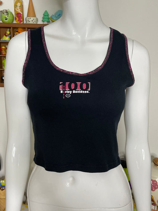 2000s 100 Years Harley Davidson Cropped Tank Top Sz S