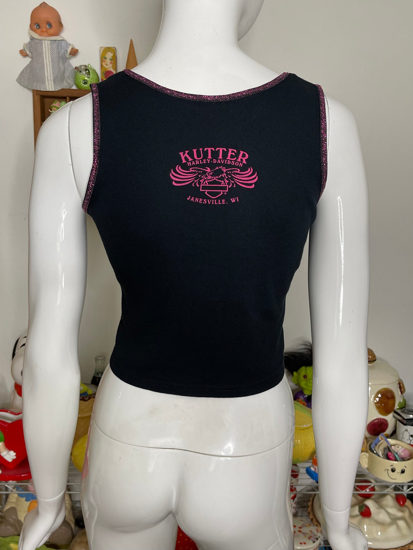 2000s 100 Years Harley Davidson Cropped Tank Top Sz S