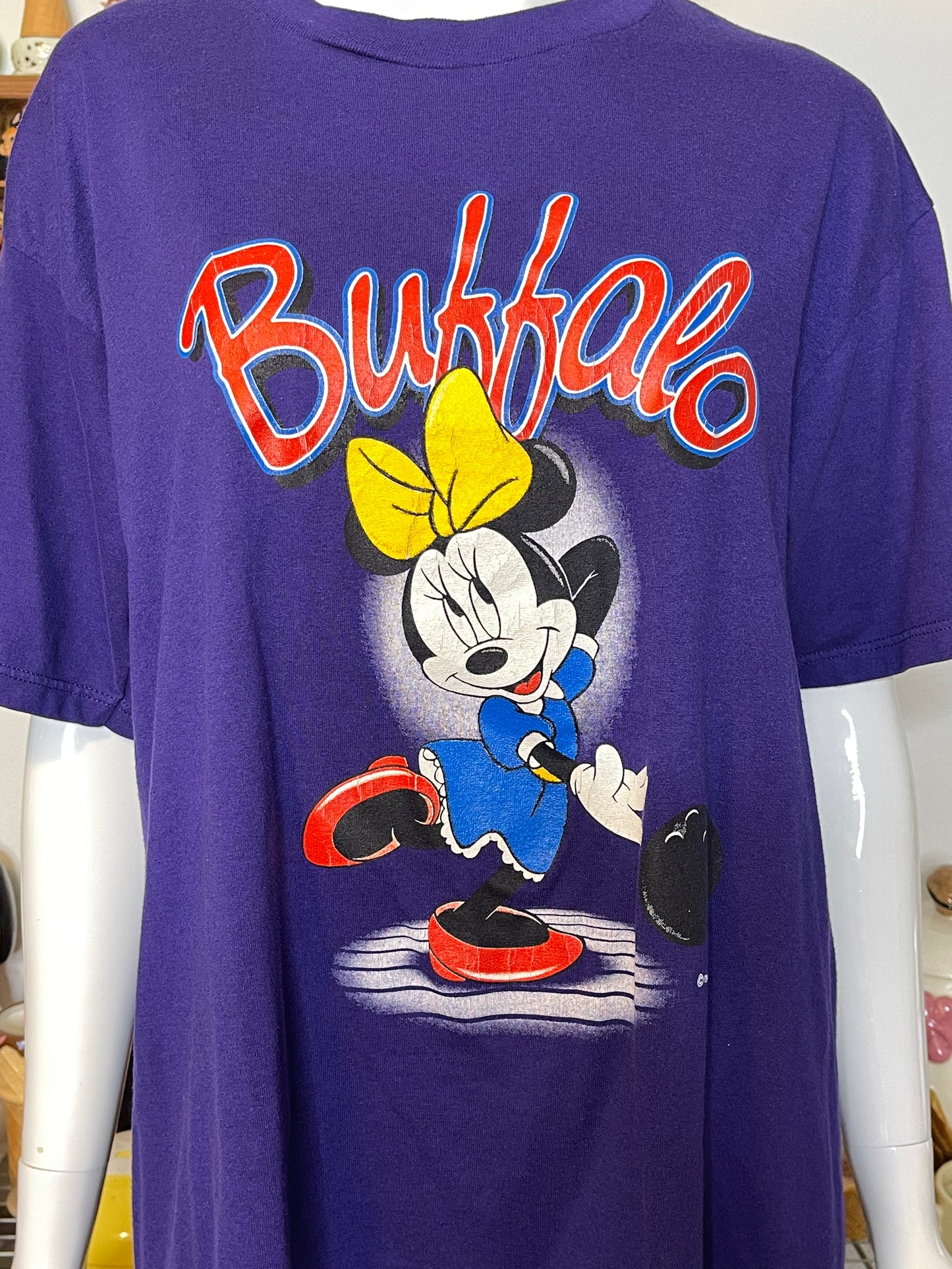 Vintage 90s Minnie Mouse Buffalo Graphic Tee Sz L