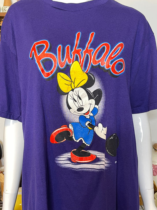 Vintage 90s Minnie Mouse Buffalo Graphic Tee Sz L