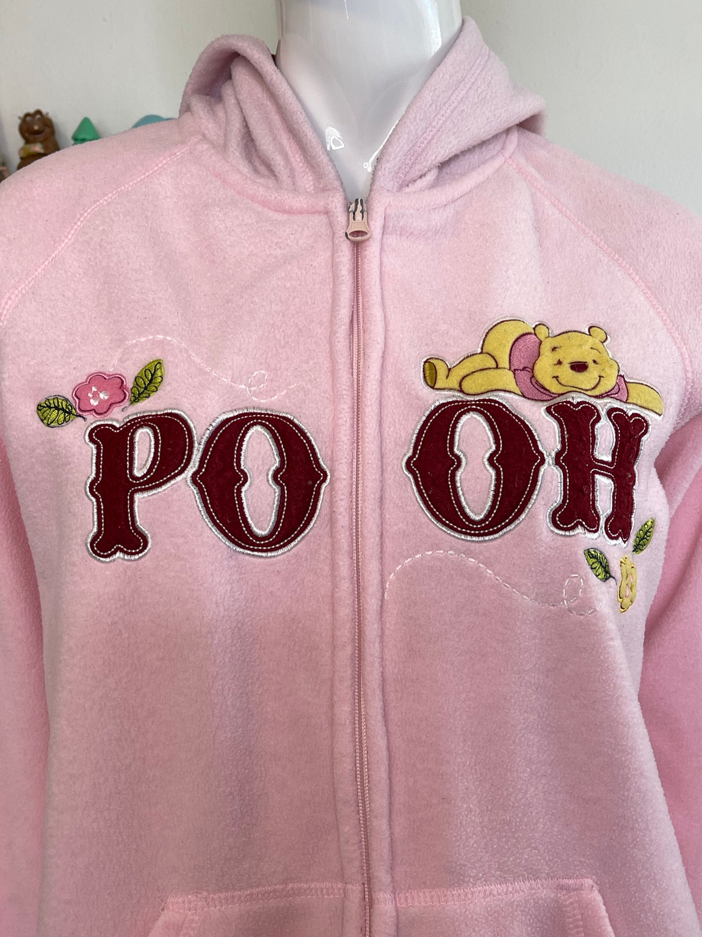 2000s Pink Winnie The Pooh Fleece Hoodie Sz M