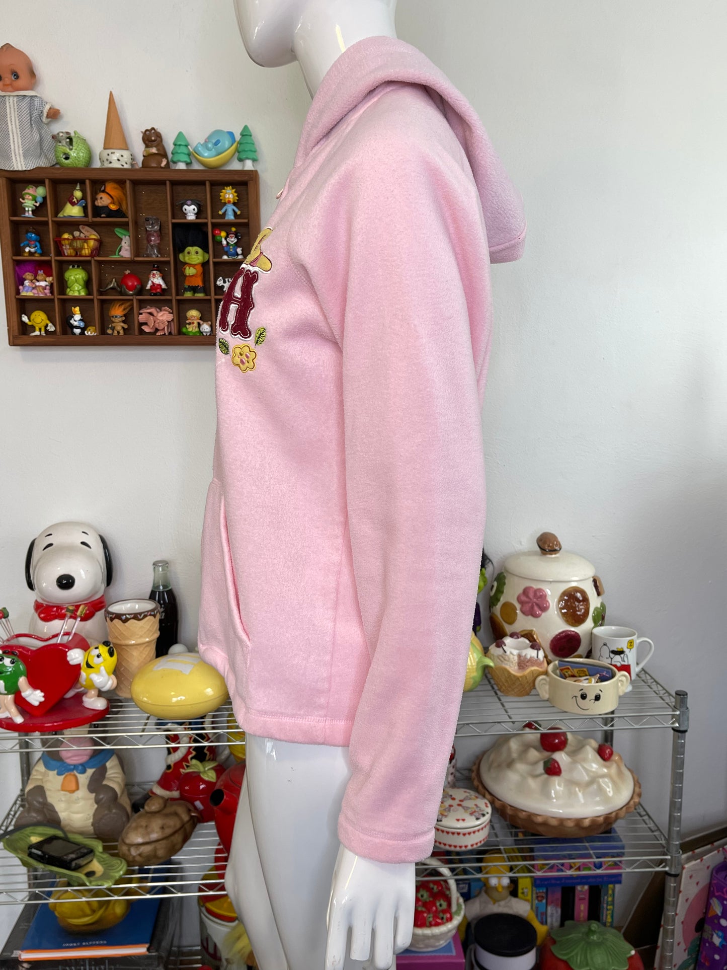 2000s Pink Winnie The Pooh Fleece Hoodie Sz M