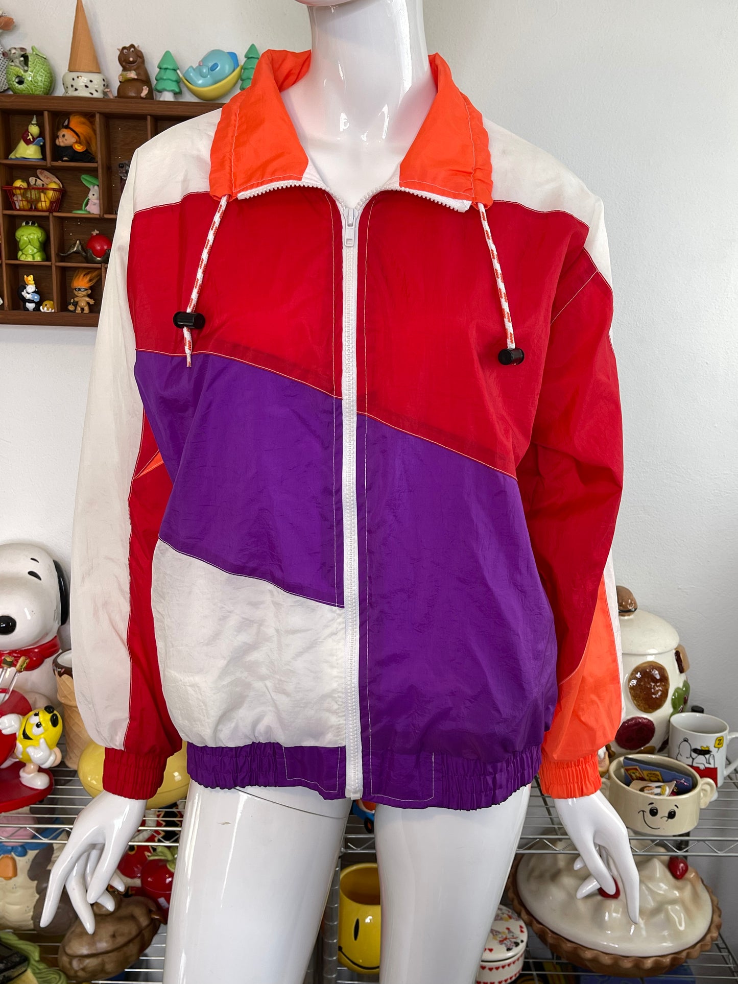 Vintage Colorblock Colorful Retro Windbreaker Jacket Sz M/P