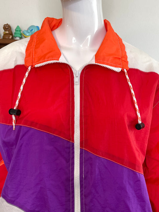 Vintage Colorblock Colorful Retro Windbreaker Jacket Sz M/P