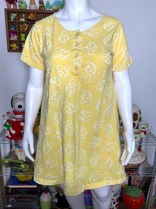 Vintage Yellow Mickey Mouse Oversized Mini Dress Sz XL