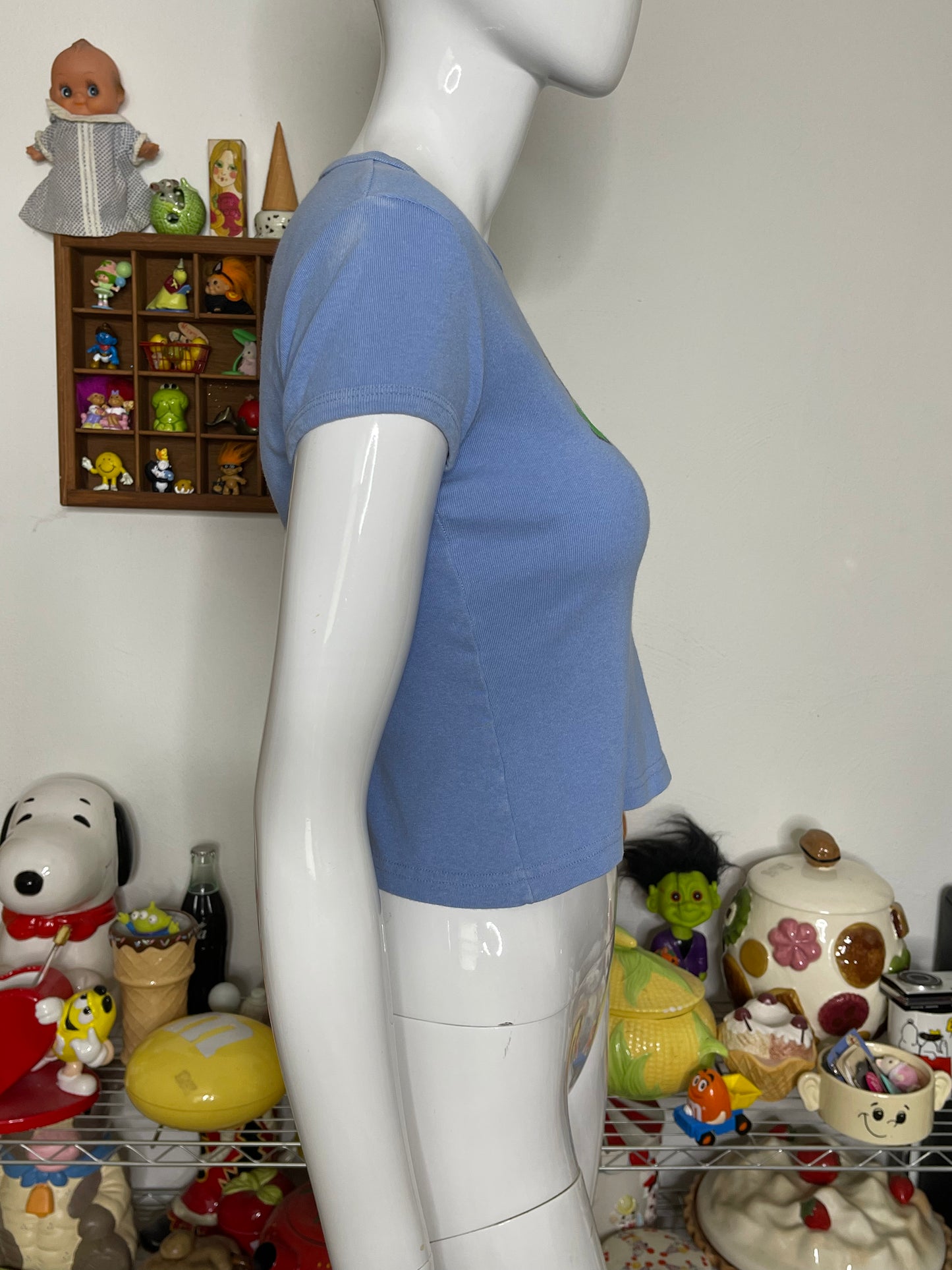 2000s Glittery Lucky Girl Cropped Baby Tee Sz S