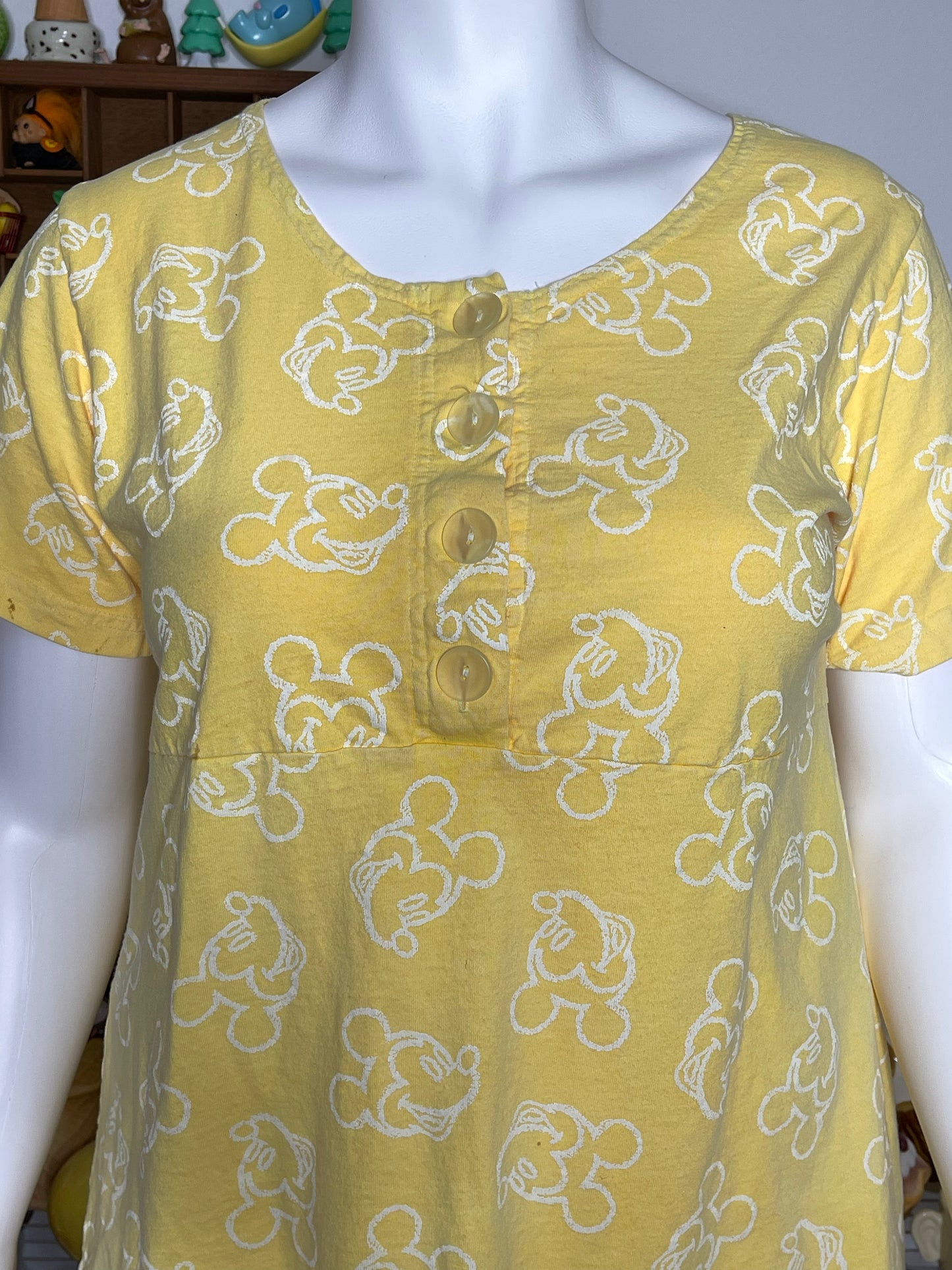 Vintage Yellow Mickey Mouse Oversized Mini Dress Sz XL