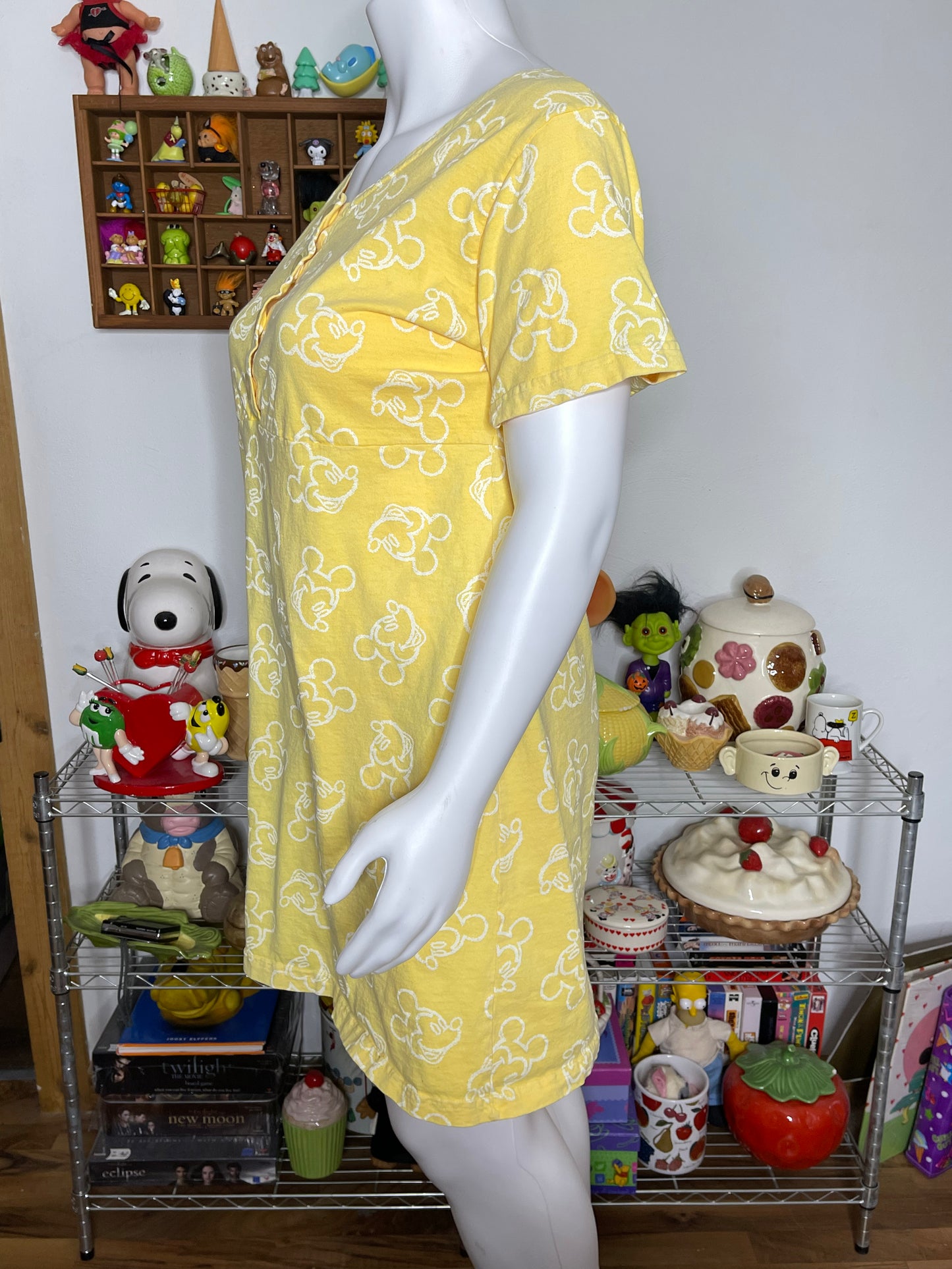 Vintage Yellow Mickey Mouse Oversized Mini Dress Sz XL