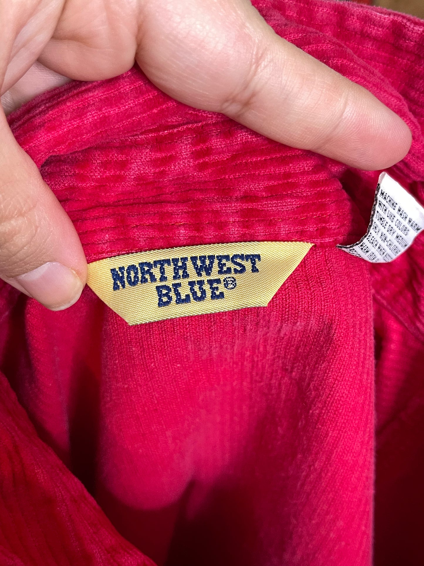 90s Bight Red Corduroy Button Up Sz L