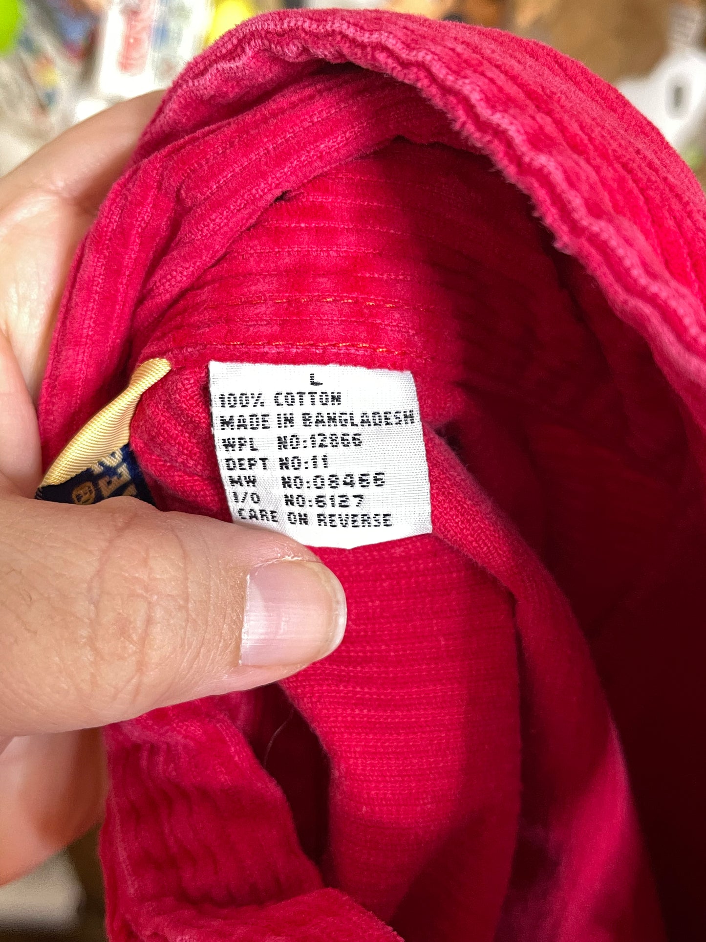 90s Bight Red Corduroy Button Up Sz L