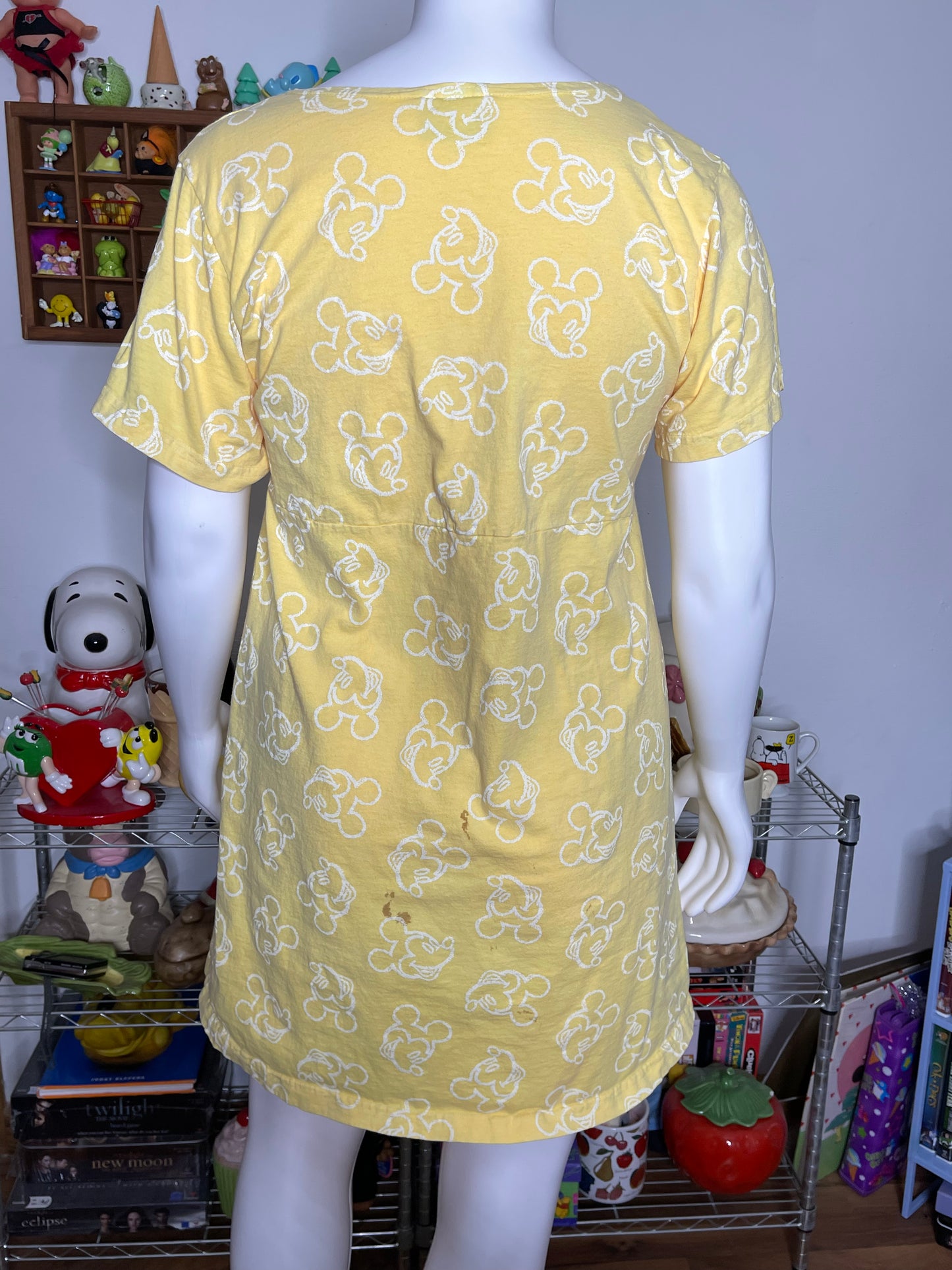 Vintage Yellow Mickey Mouse Oversized Mini Dress Sz XL