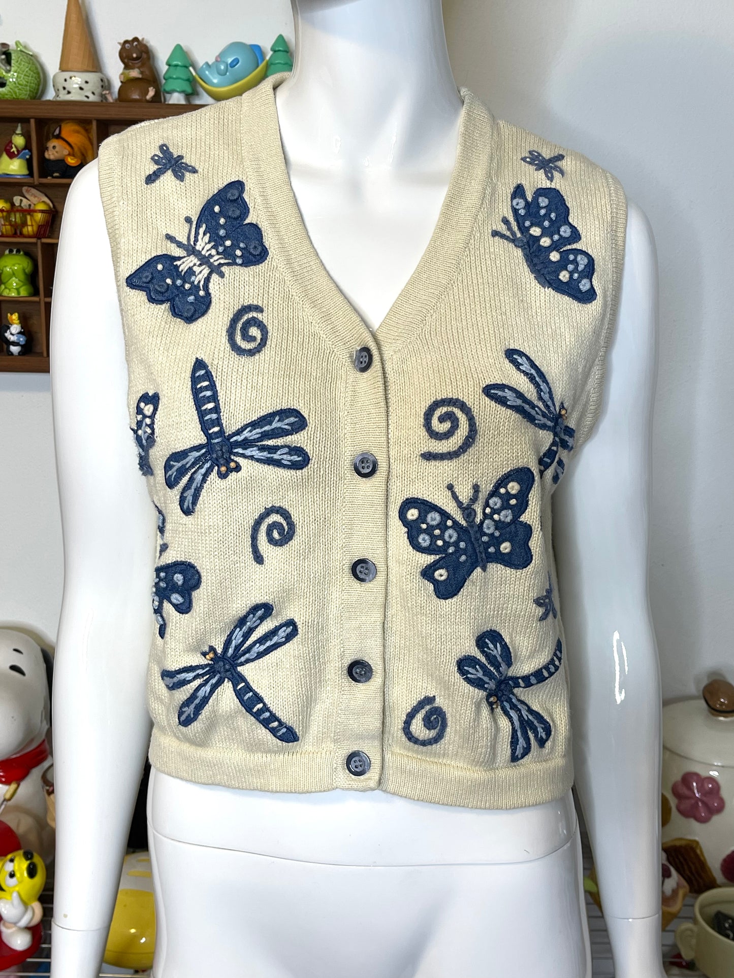 90s Dragonfly Patchwork knit vest sz M