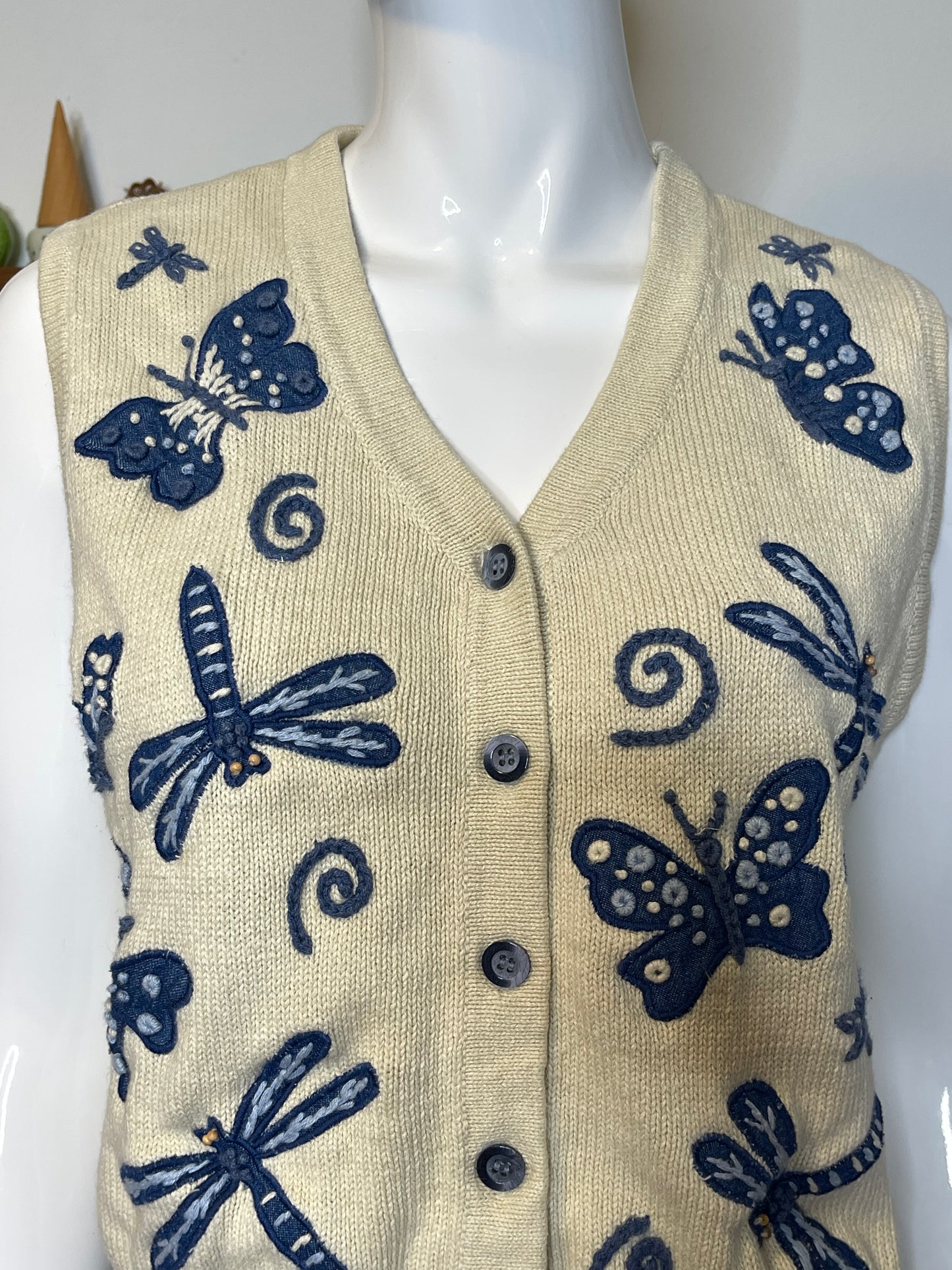 90s Dragonfly Patchwork knit vest sz M