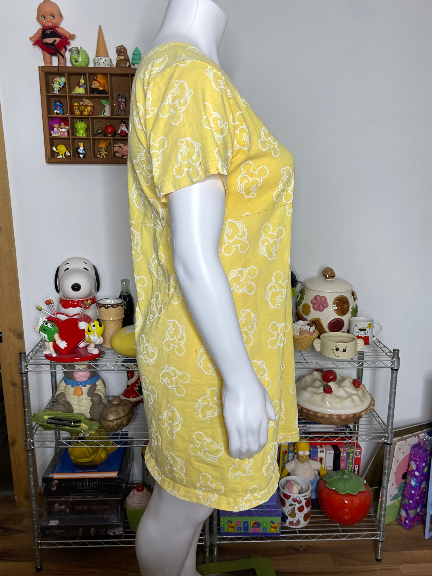 Vintage Yellow Mickey Mouse Oversized Mini Dress Sz XL