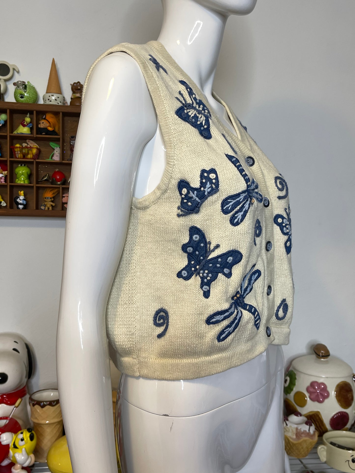 90s Dragonfly Patchwork knit vest sz M