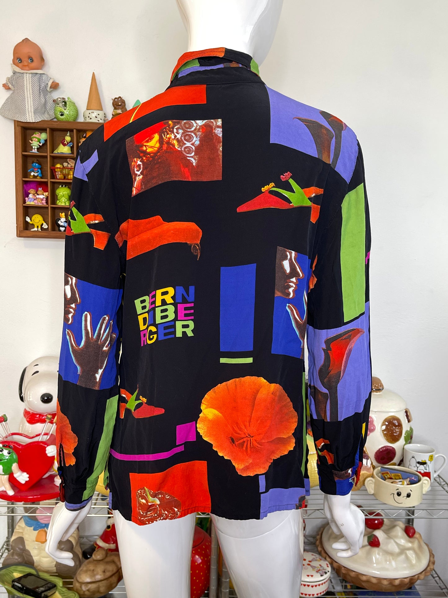 Vintage Funky Colorful Artsy Collared Button Down Sz M