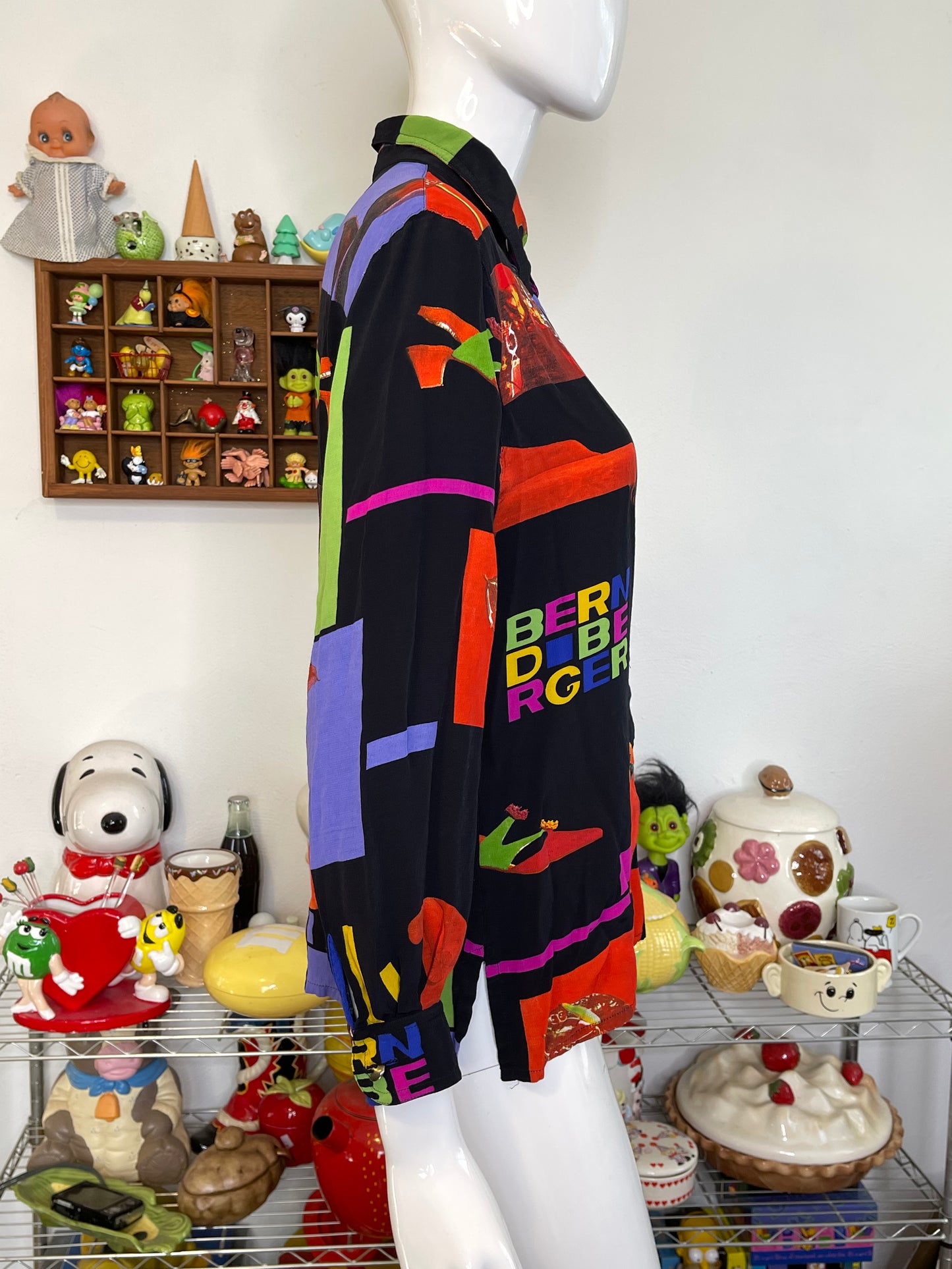 Vintage Funky Colorful Artsy Collared Button Down Sz M