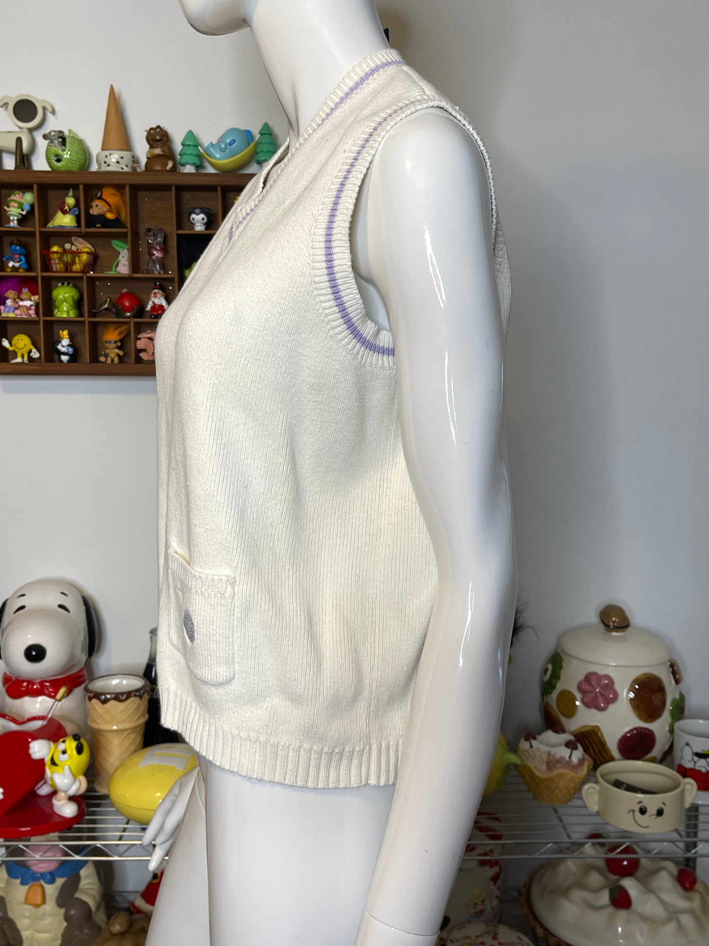 Vintage 90s Tweety Golf Cream Knit Vest Sz M