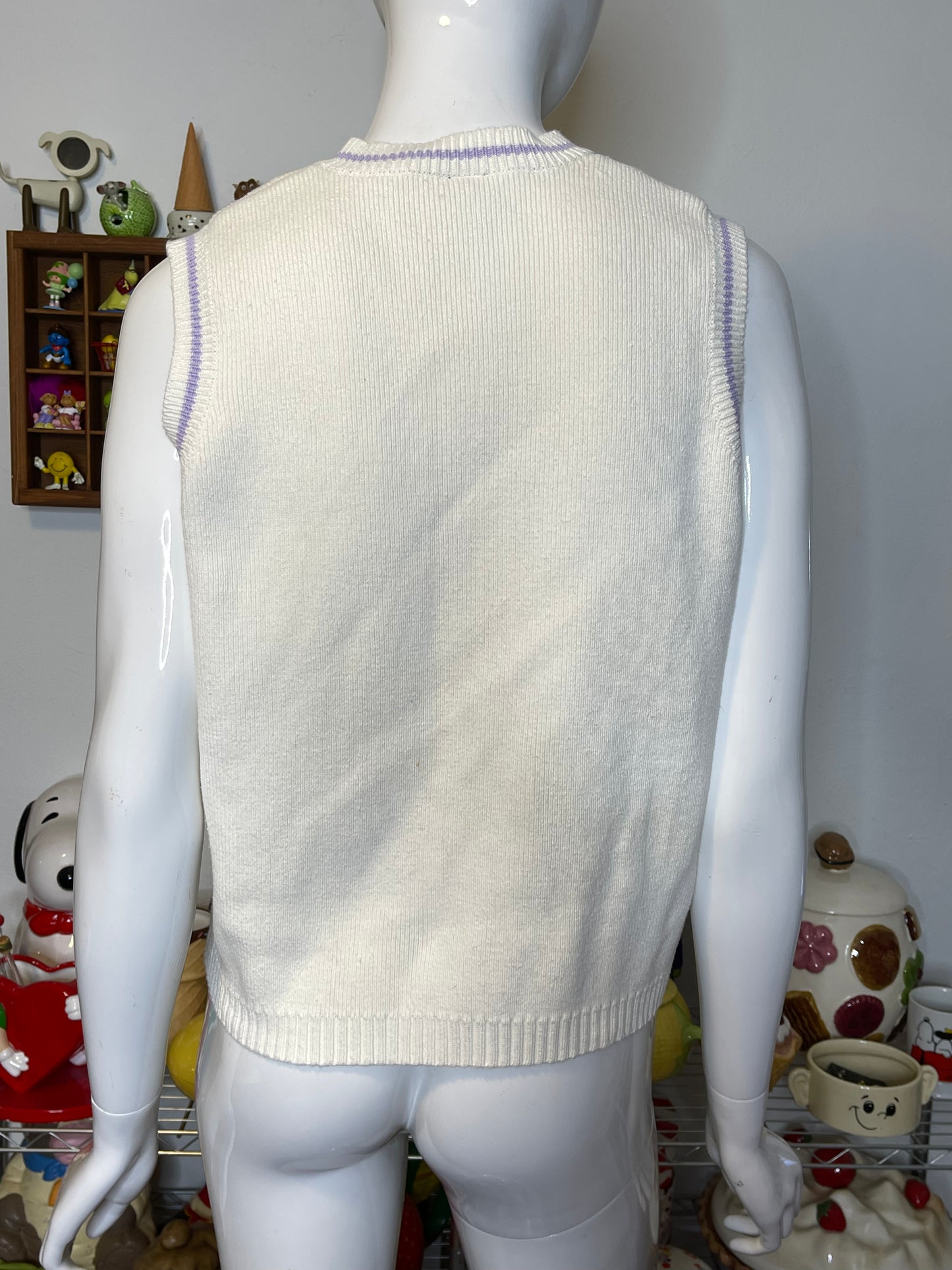 Vintage 90s Tweety Golf Cream Knit Vest Sz M
