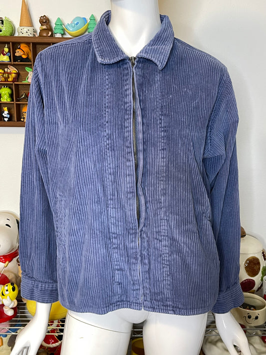2000s Icy Blue Northcrest Corduroy Zip-Up Jacket Sz L