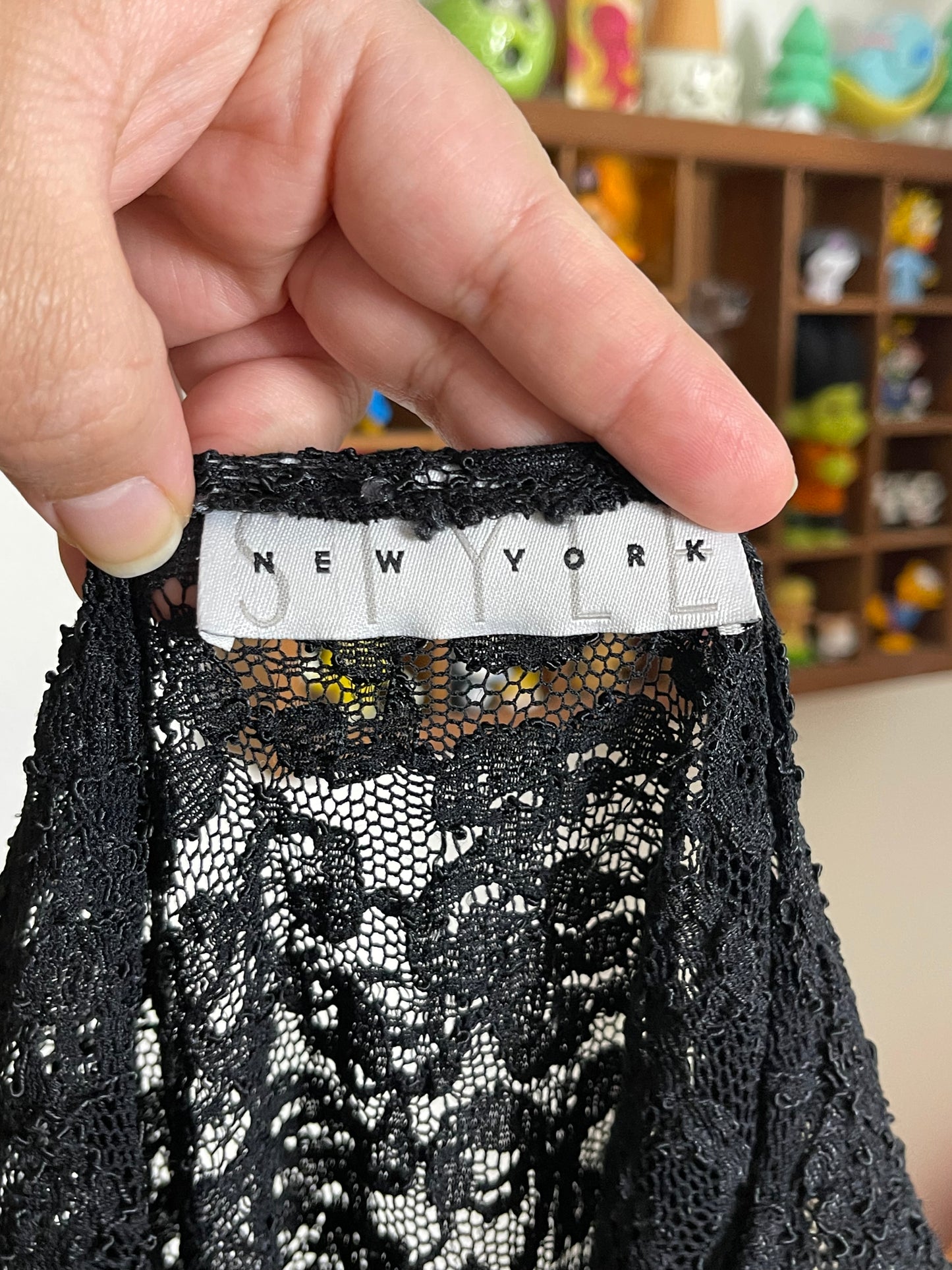 Vintage Black Sheer Lace Top Sz M/L
