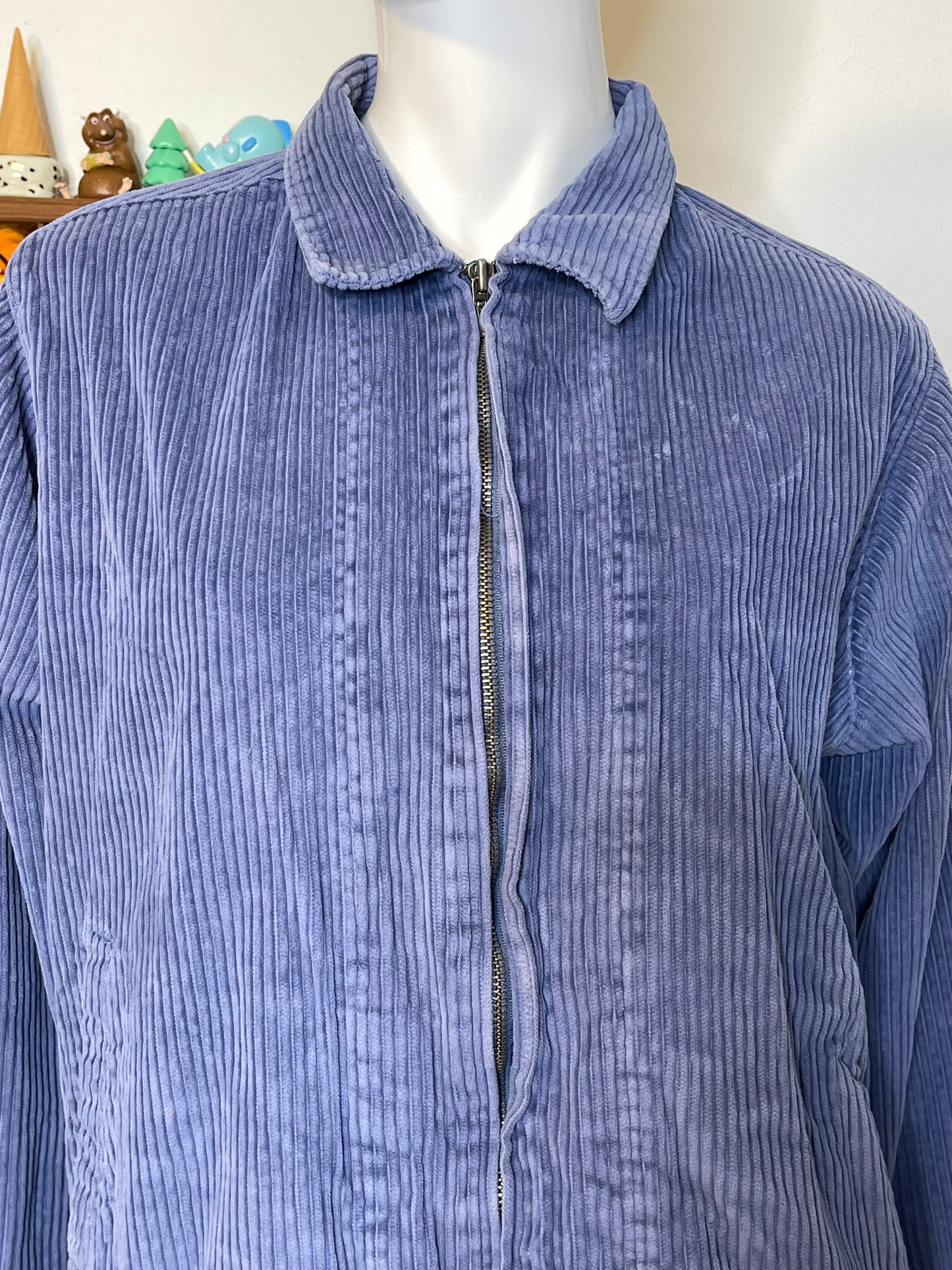 2000s Icy Blue Northcrest Corduroy Zip-Up Jacket Sz L