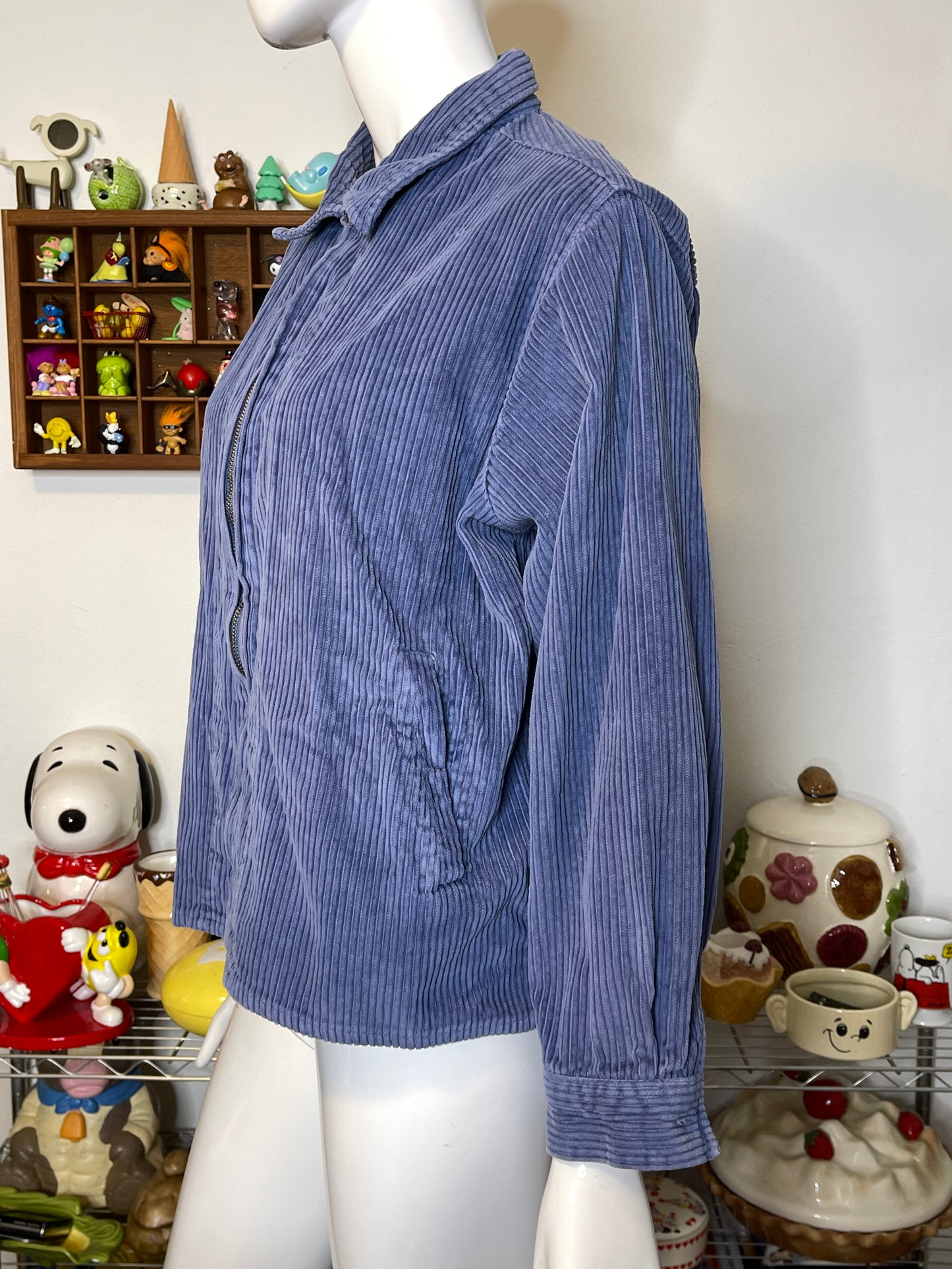 2000s Icy Blue Northcrest Corduroy Zip-Up Jacket Sz L