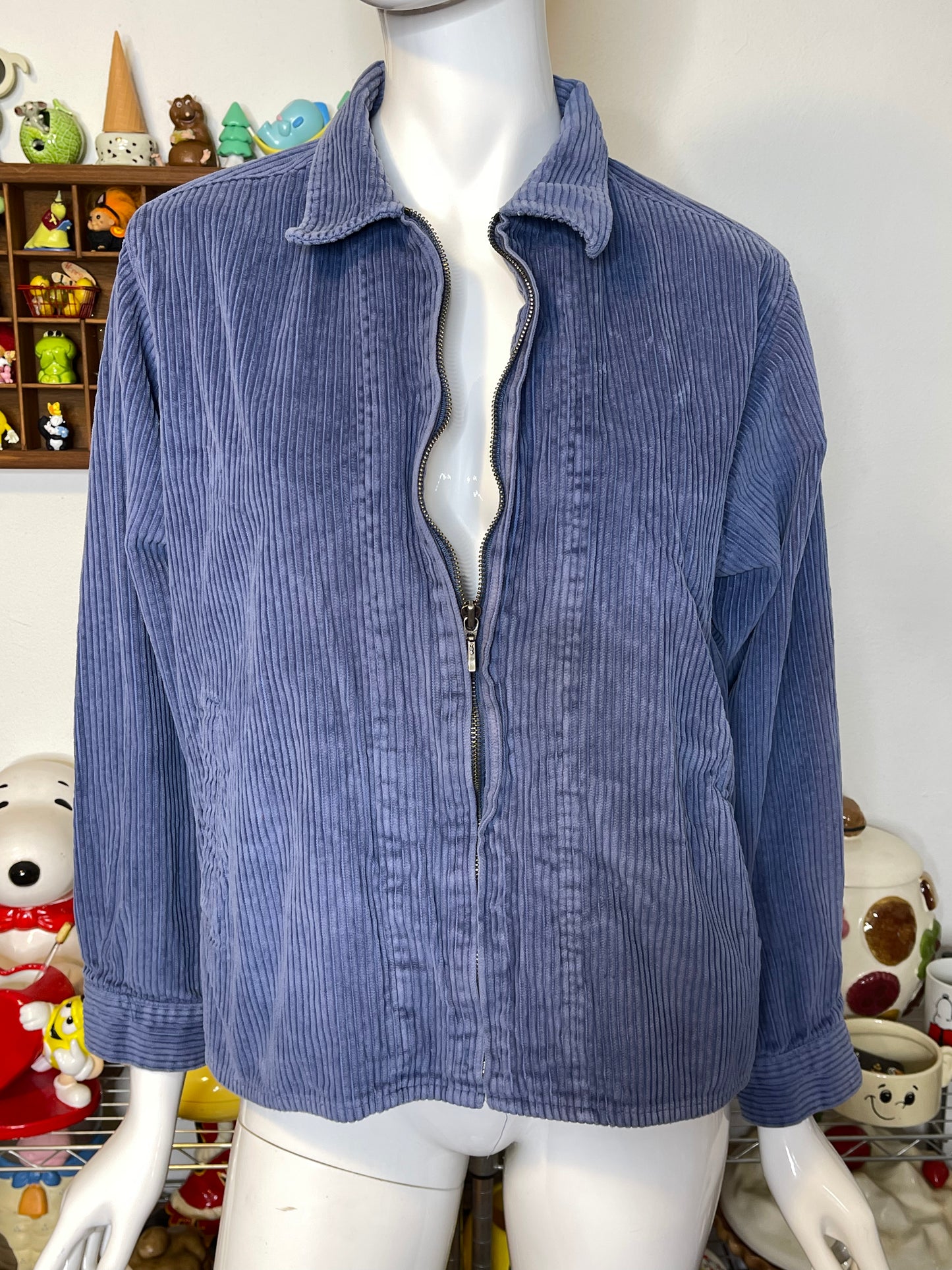 2000s Icy Blue Northcrest Corduroy Zip-Up Jacket Sz L