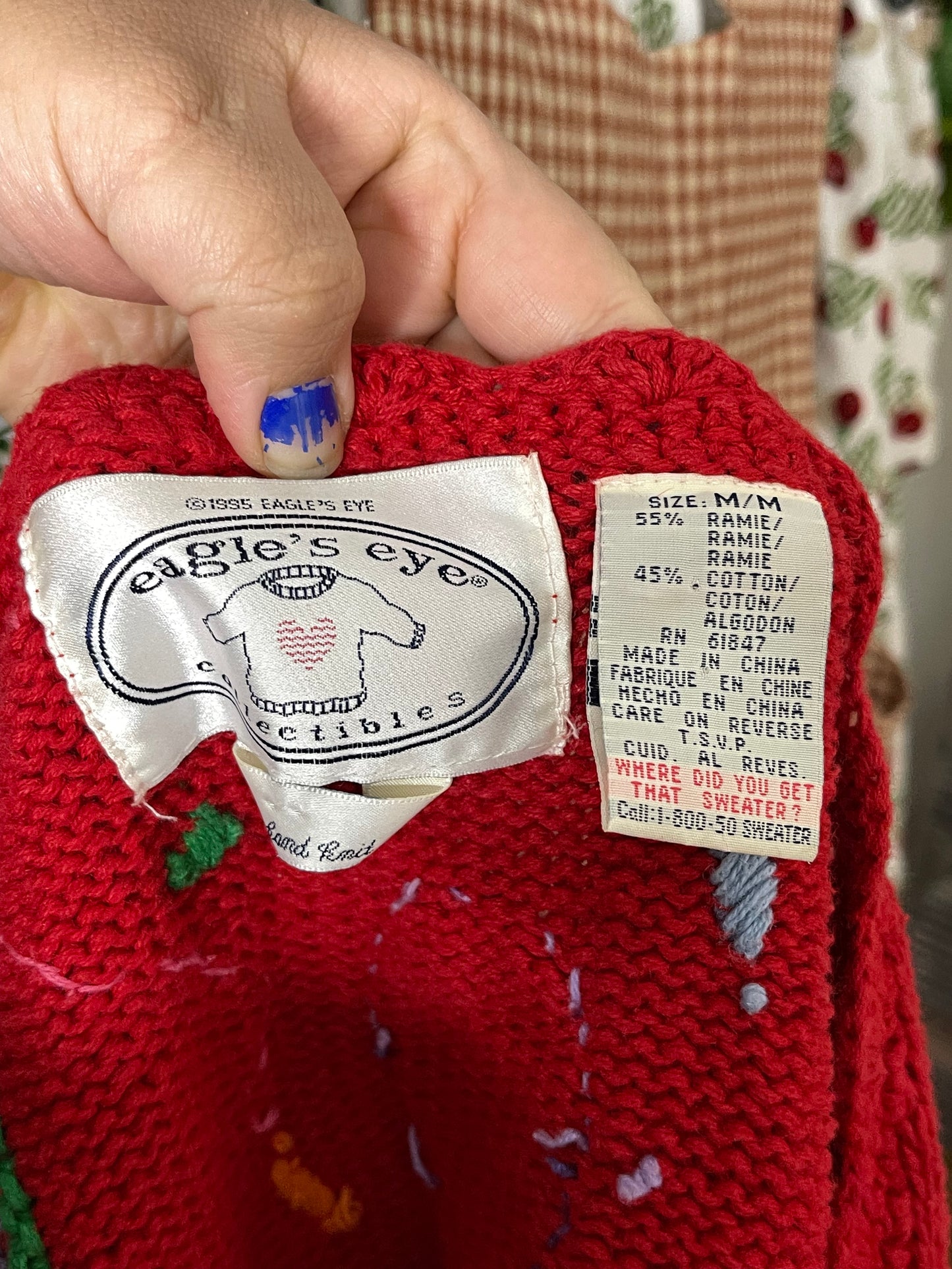 Vintage 90s Birthday Bears Hand Knit Vest Sz M/L