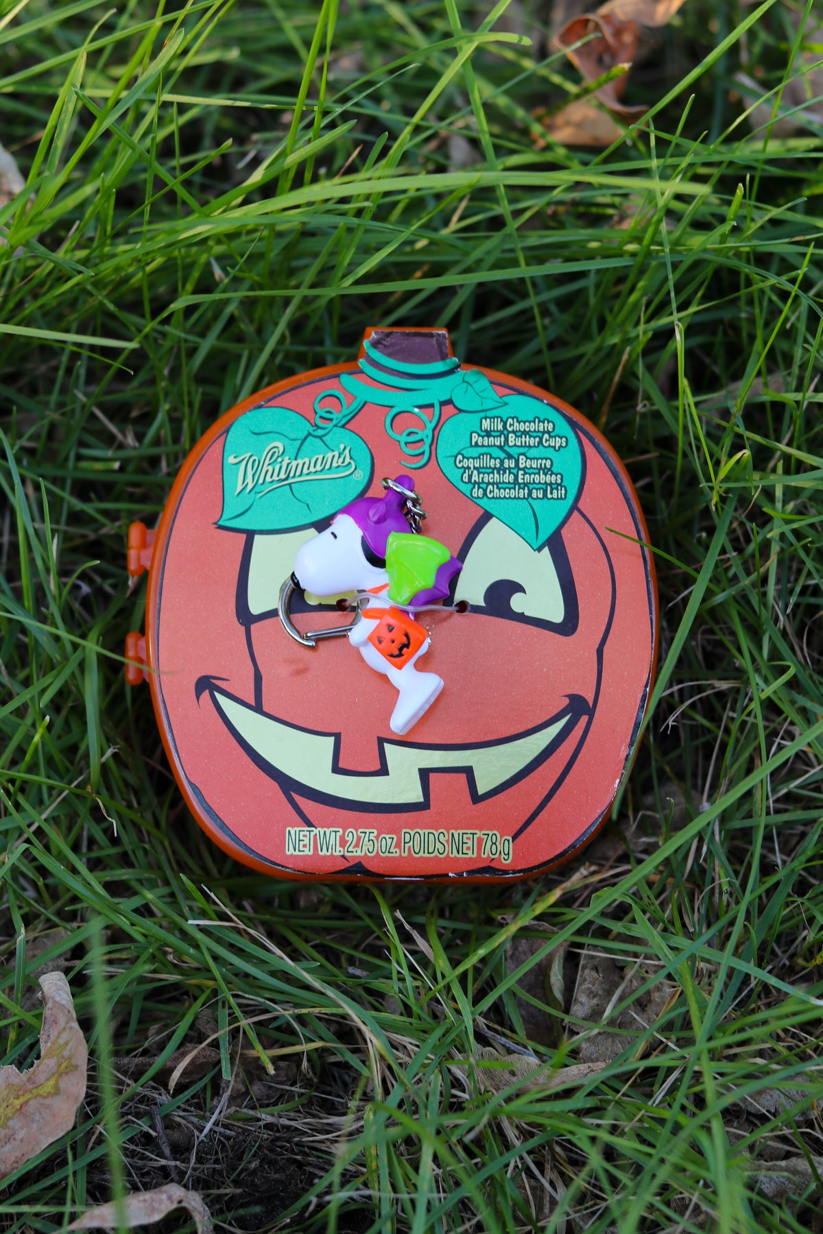 2000s Bat Snoopy Trick Or Treat Keychain + Case (B)