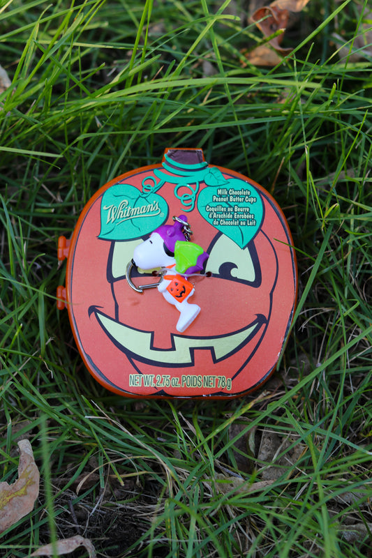 2000s Bat Snoopy Trick Or Treat Keychain + Case (B)