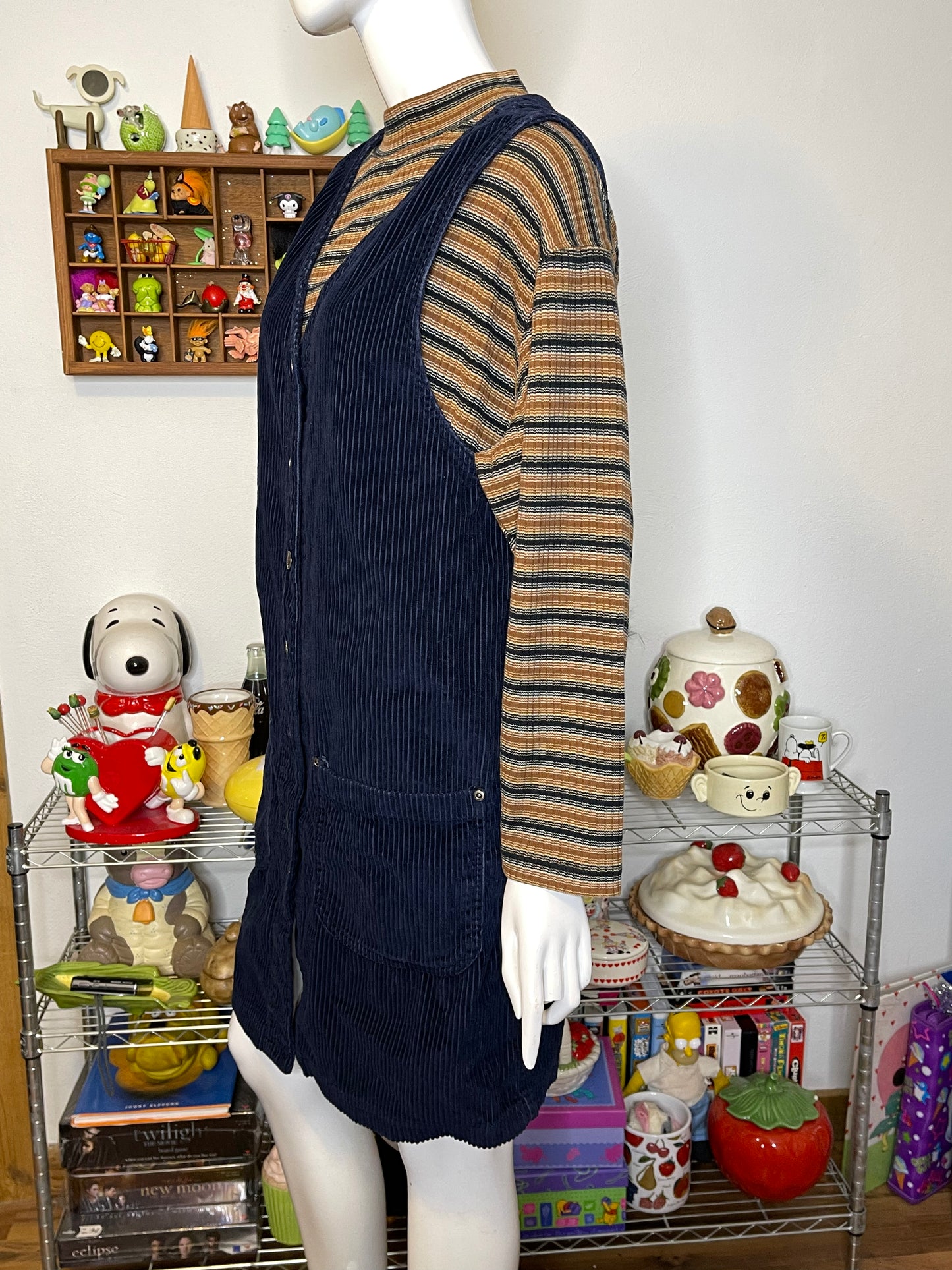 Vintage NorthCrest Navy Blue Corduroy Dress Sz L