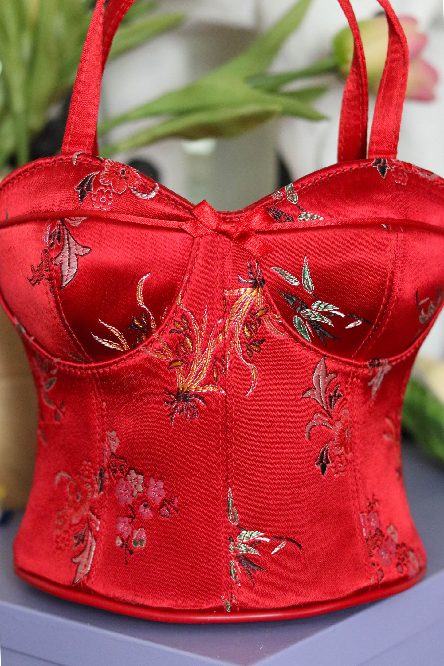 2000s Deadstock Red Floral Bustier Purse (D)