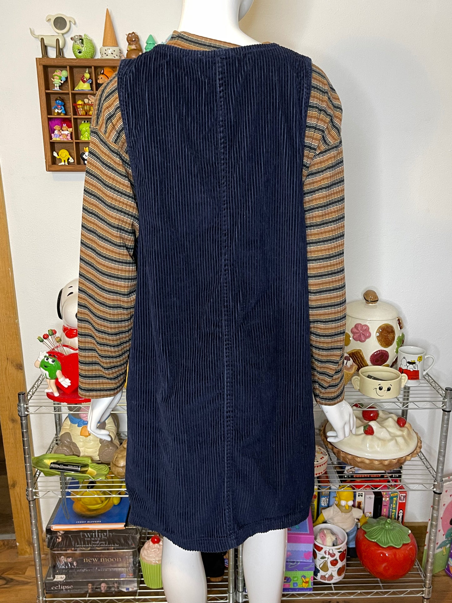 Vintage NorthCrest Navy Blue Corduroy Dress Sz L