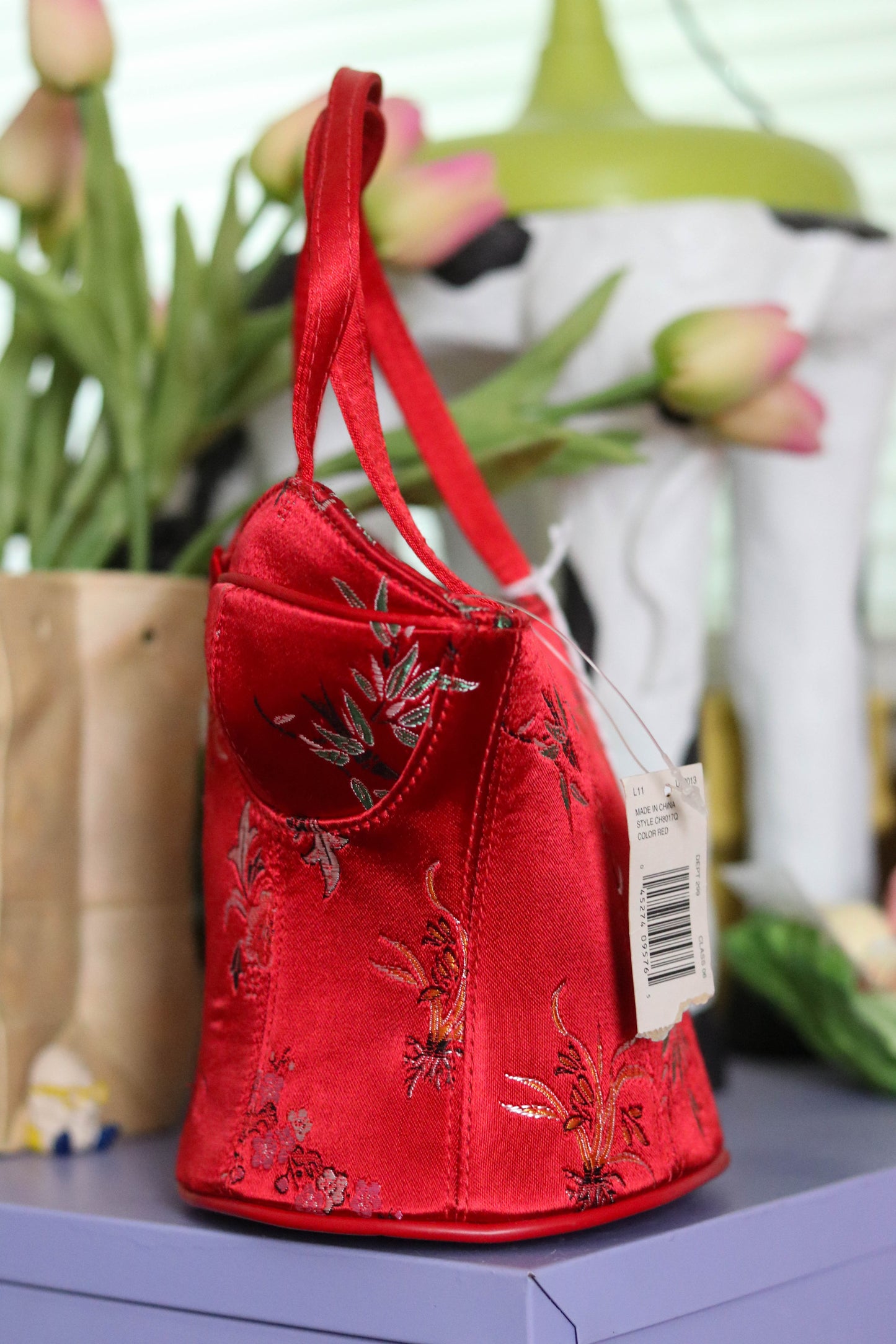 2000s Deadstock Red Floral Bustier Purse (D)