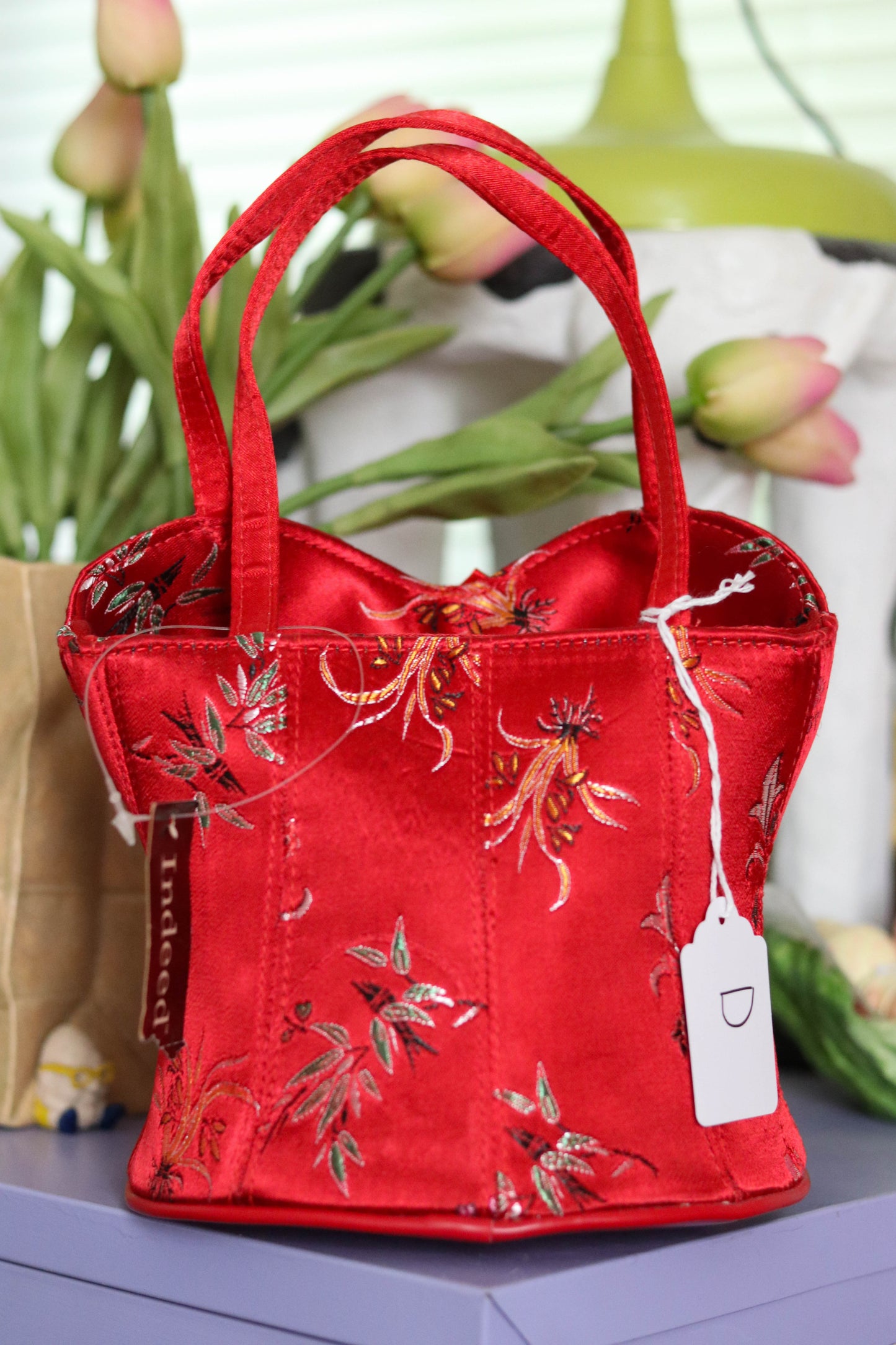 2000s Deadstock Red Floral Bustier Purse (D)