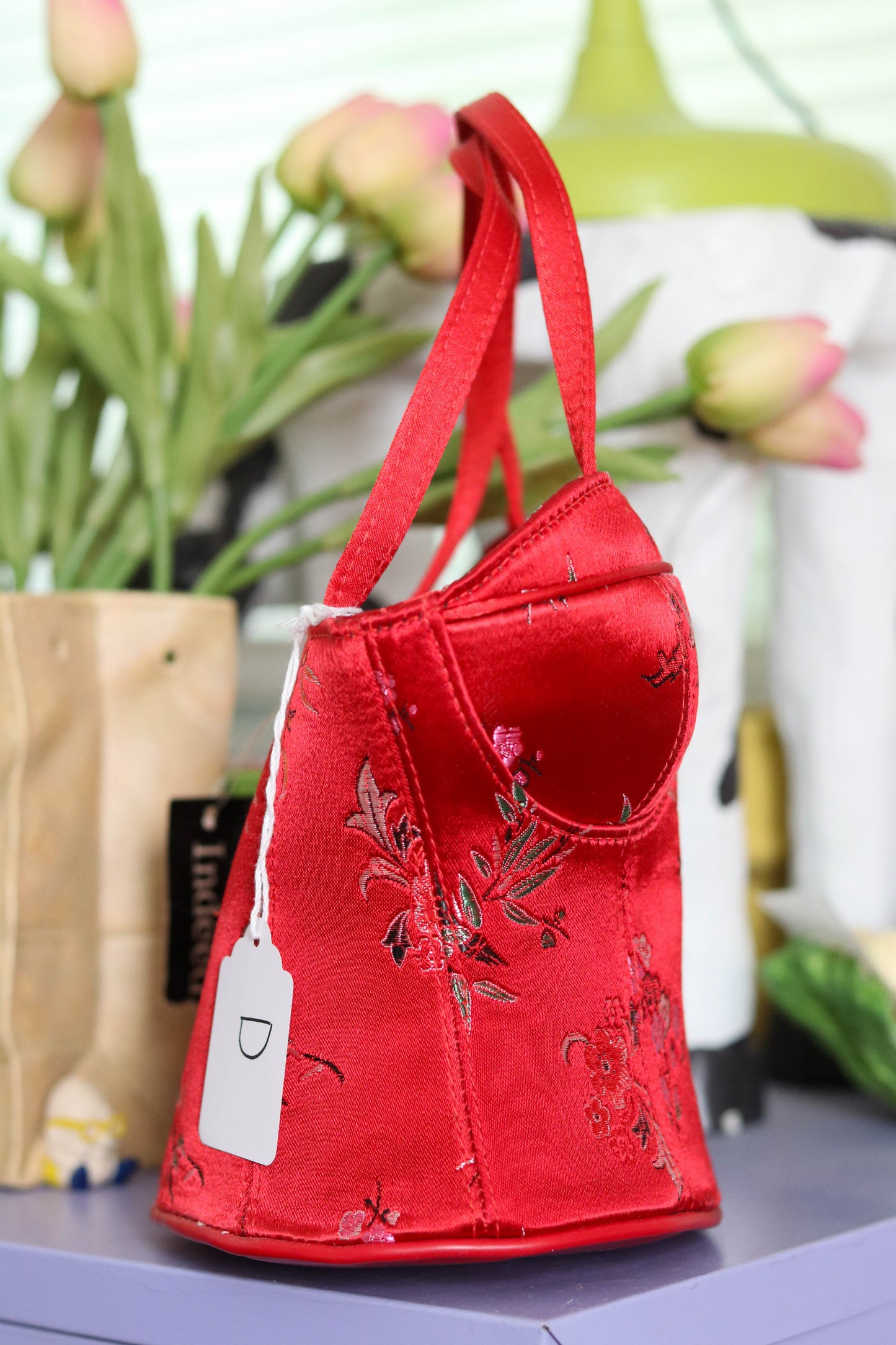 2000s Deadstock Red Floral Bustier Purse (D)