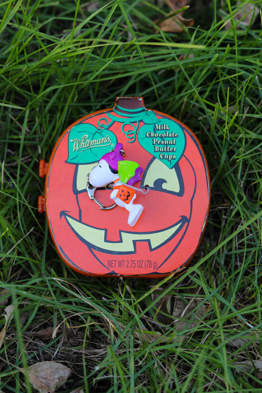 2000s Bat Snoopy Trick Or Treat Keychain + Case (A)