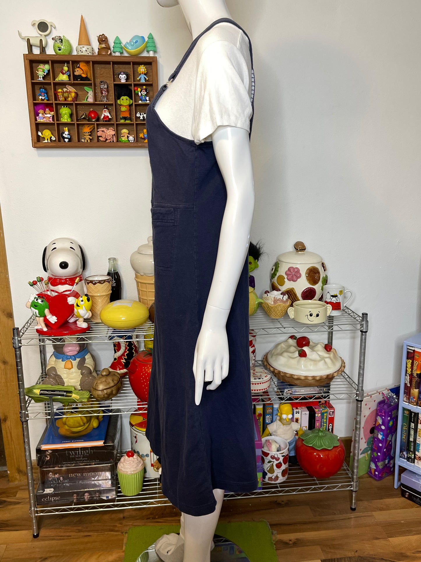 Vintage 90s Pooh & Piglet Embroidered Oversized Overall Dress Sz S