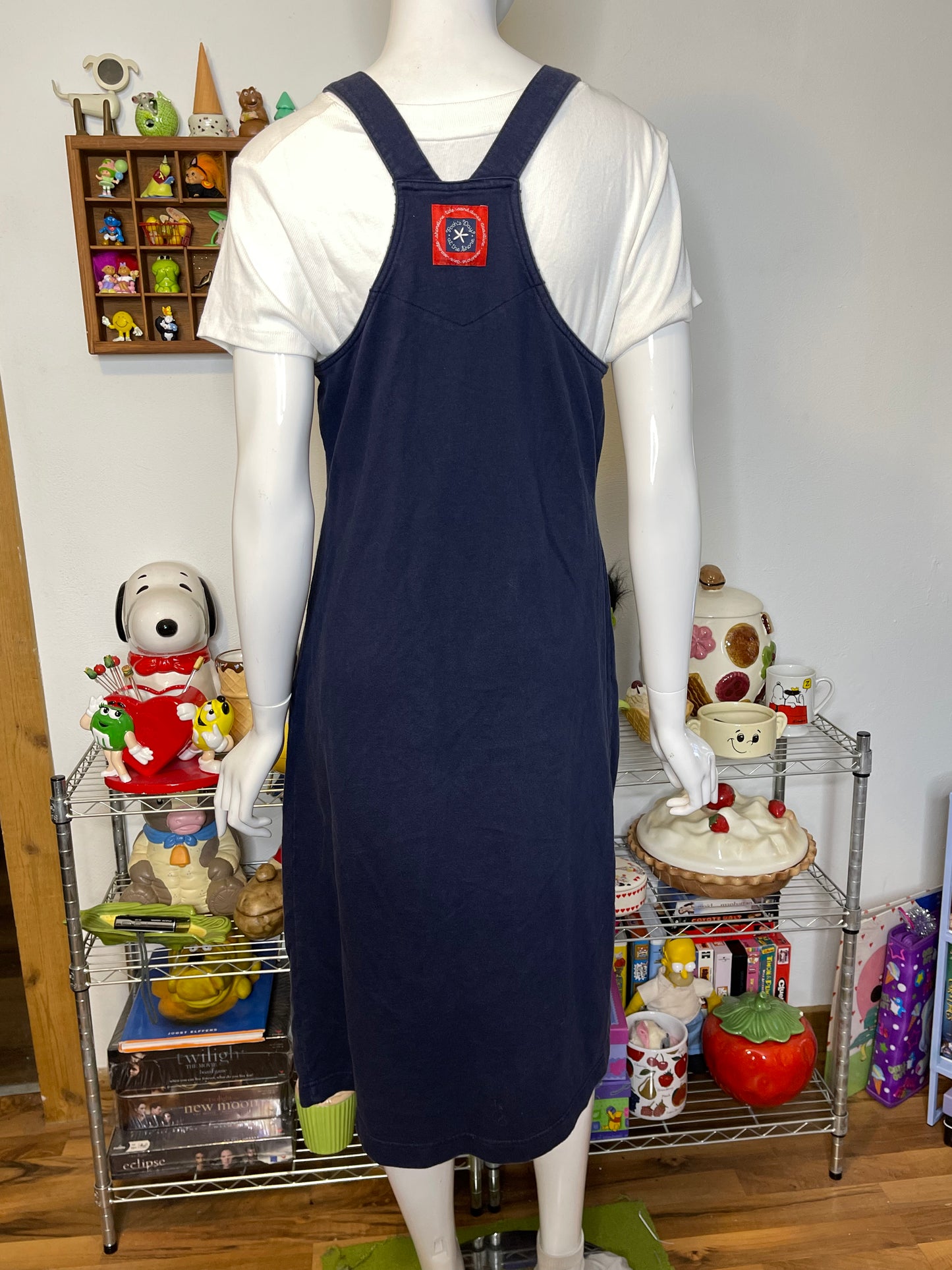 Vintage 90s Pooh & Piglet Embroidered Oversized Overall Dress Sz S