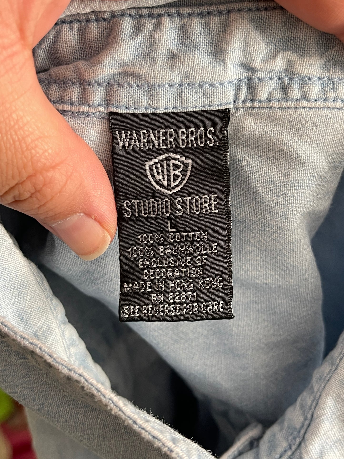 90s Looney Tunes Denim Button Down Long Sleeve sz L