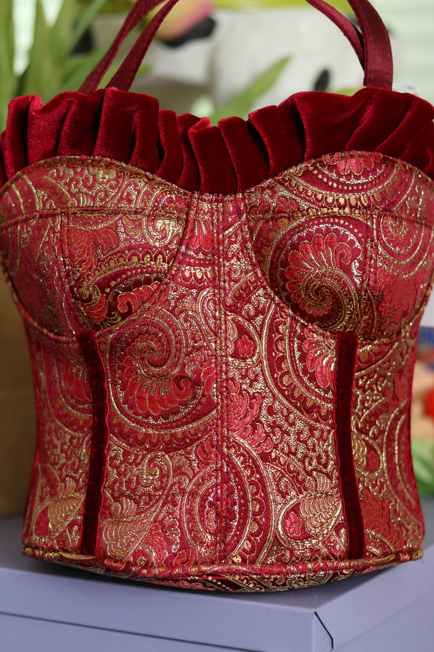 Y2K Deadstock Velvet Renaissance Style Bustier Corset Purse (D)