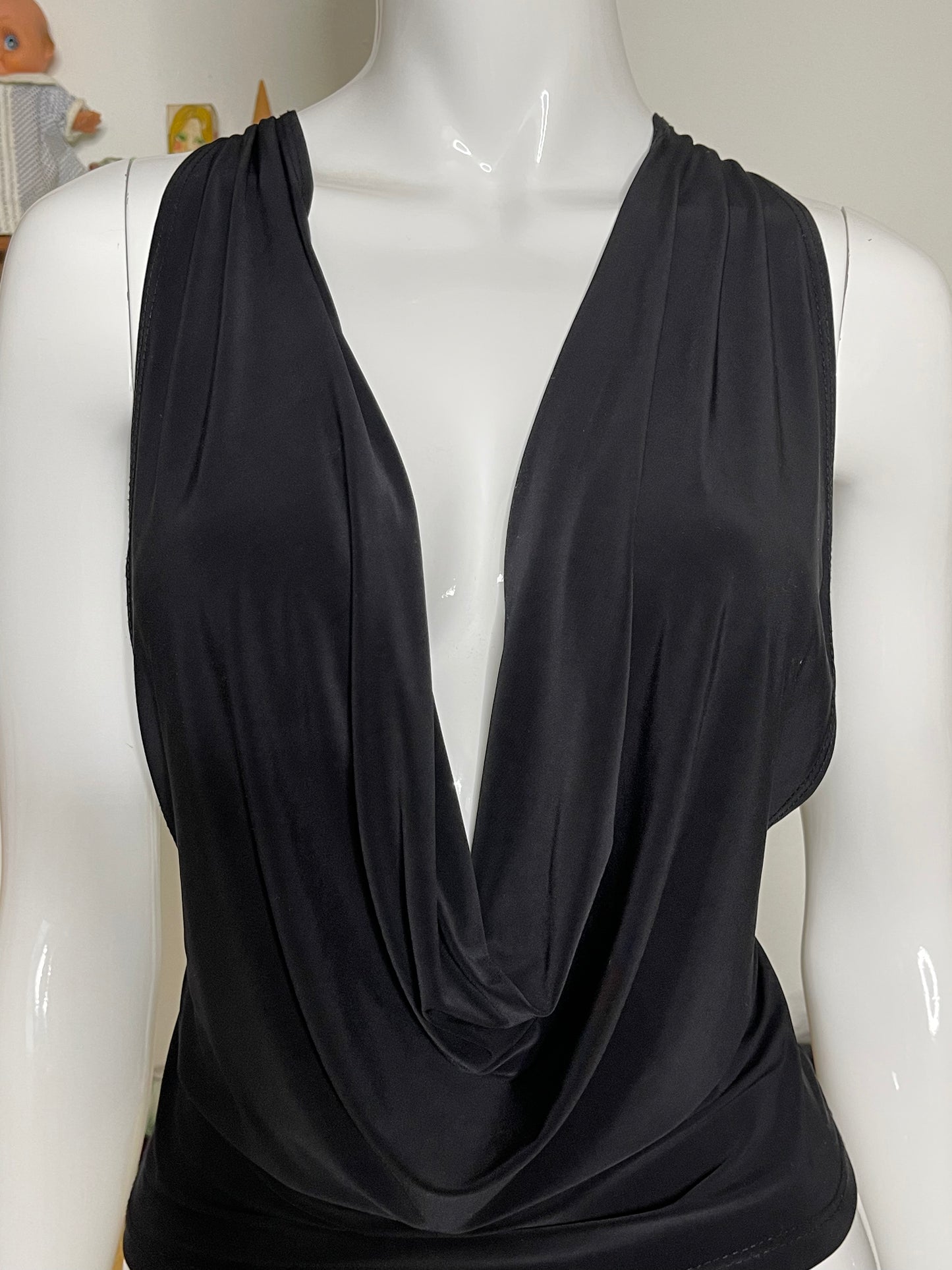 Vintage 2000s Cowl Neck Open Chain Back Top Sz M