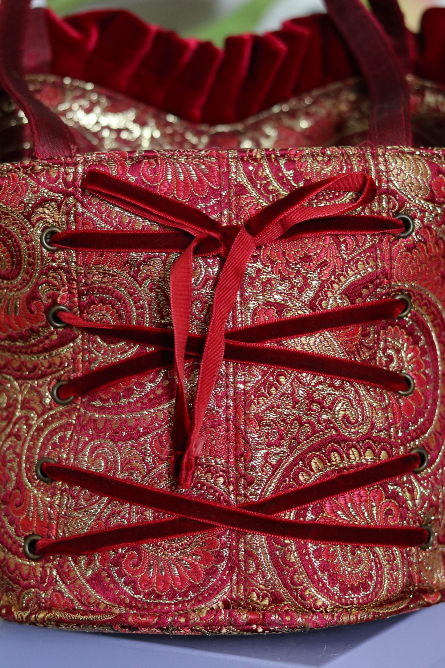 Y2K Deadstock Velvet Renaissance Style Bustier Corset Purse (D)